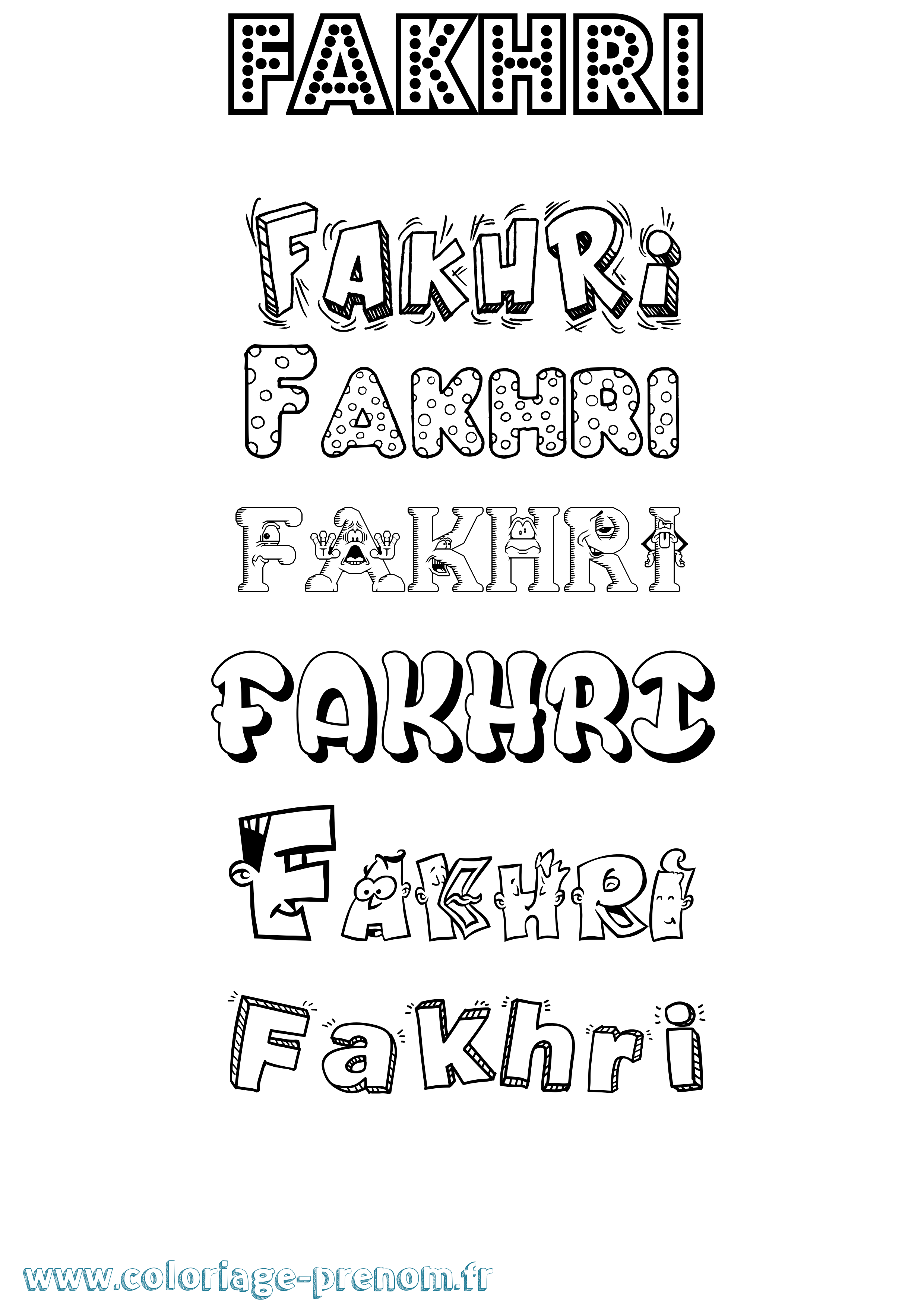 Coloriage prénom Fakhri Fun