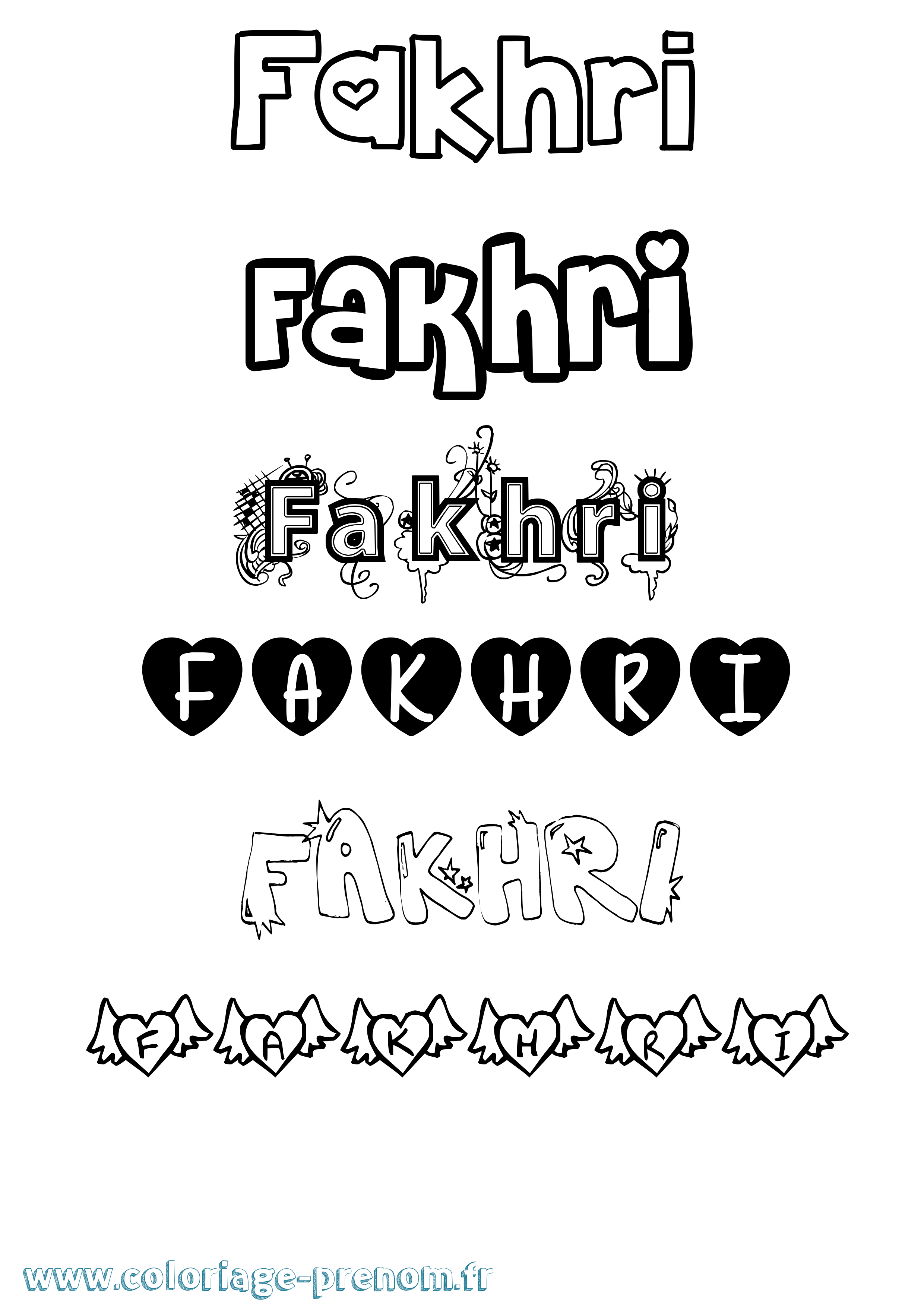 Coloriage Fakhri Girly Coloriage prénom Fakhri Girly