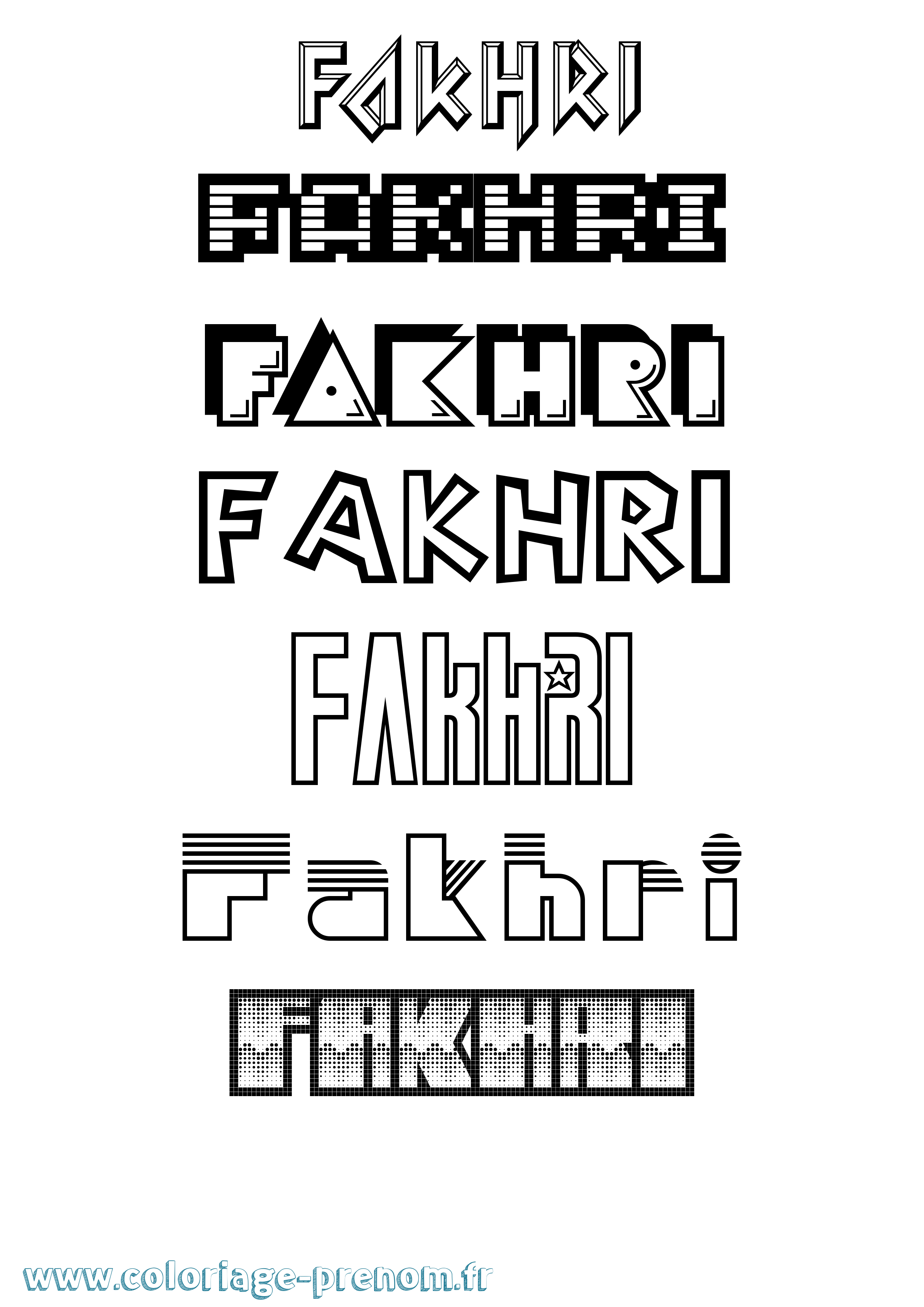 Coloriage prénom Fakhri Jeux Vidéos