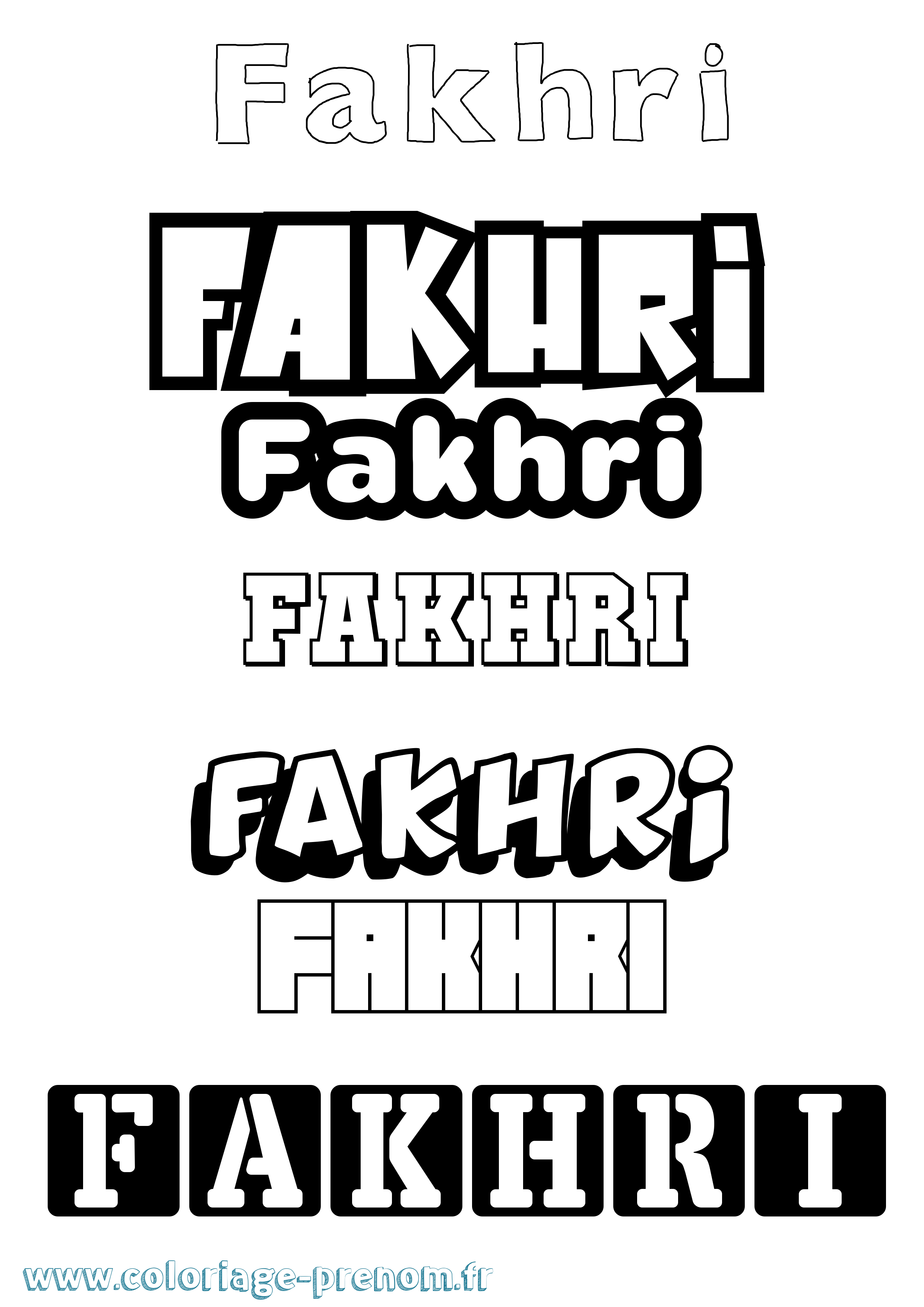 Coloriage prénom Fakhri Simple