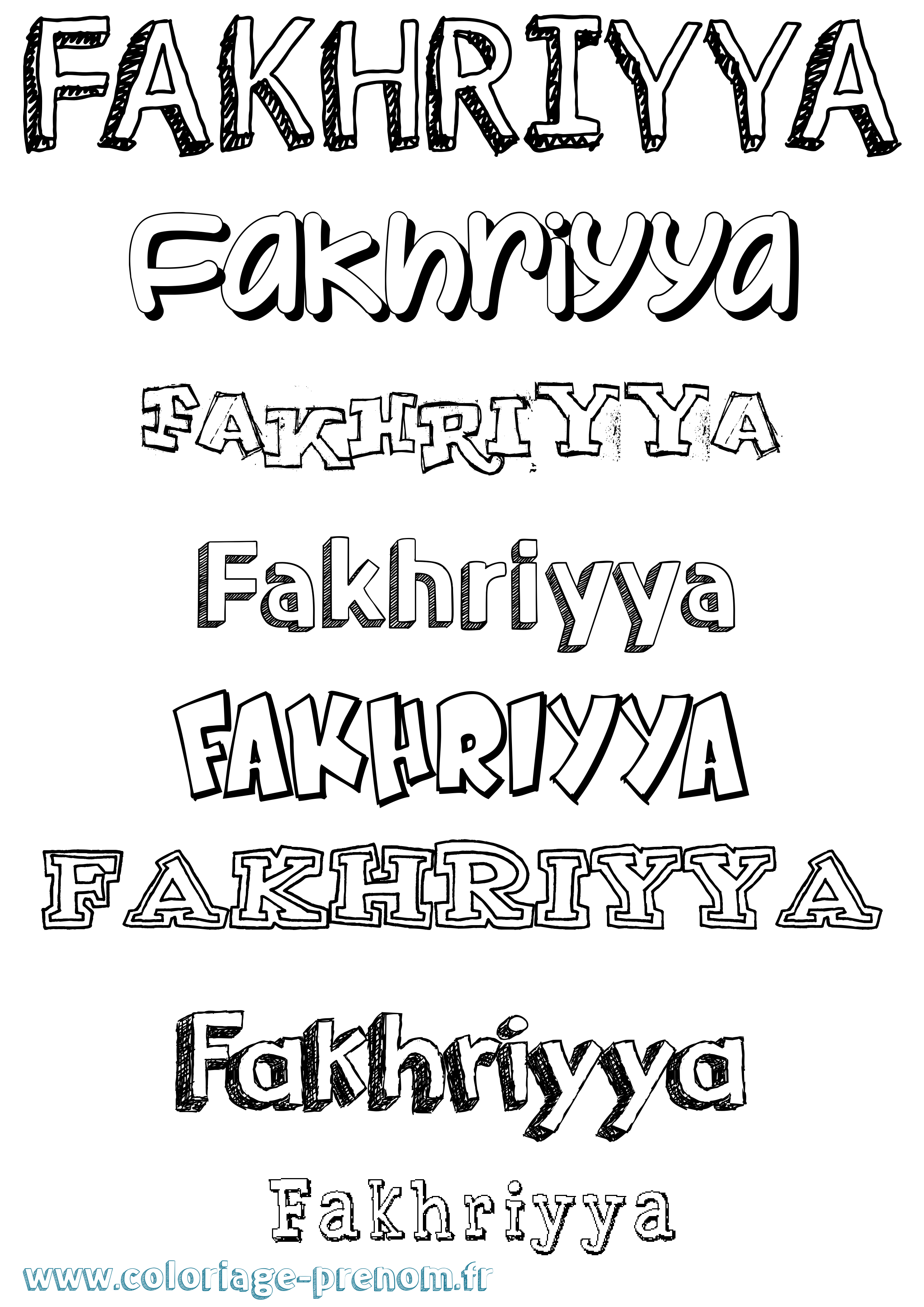 Coloriage prénom Fakhriyya Dessiné