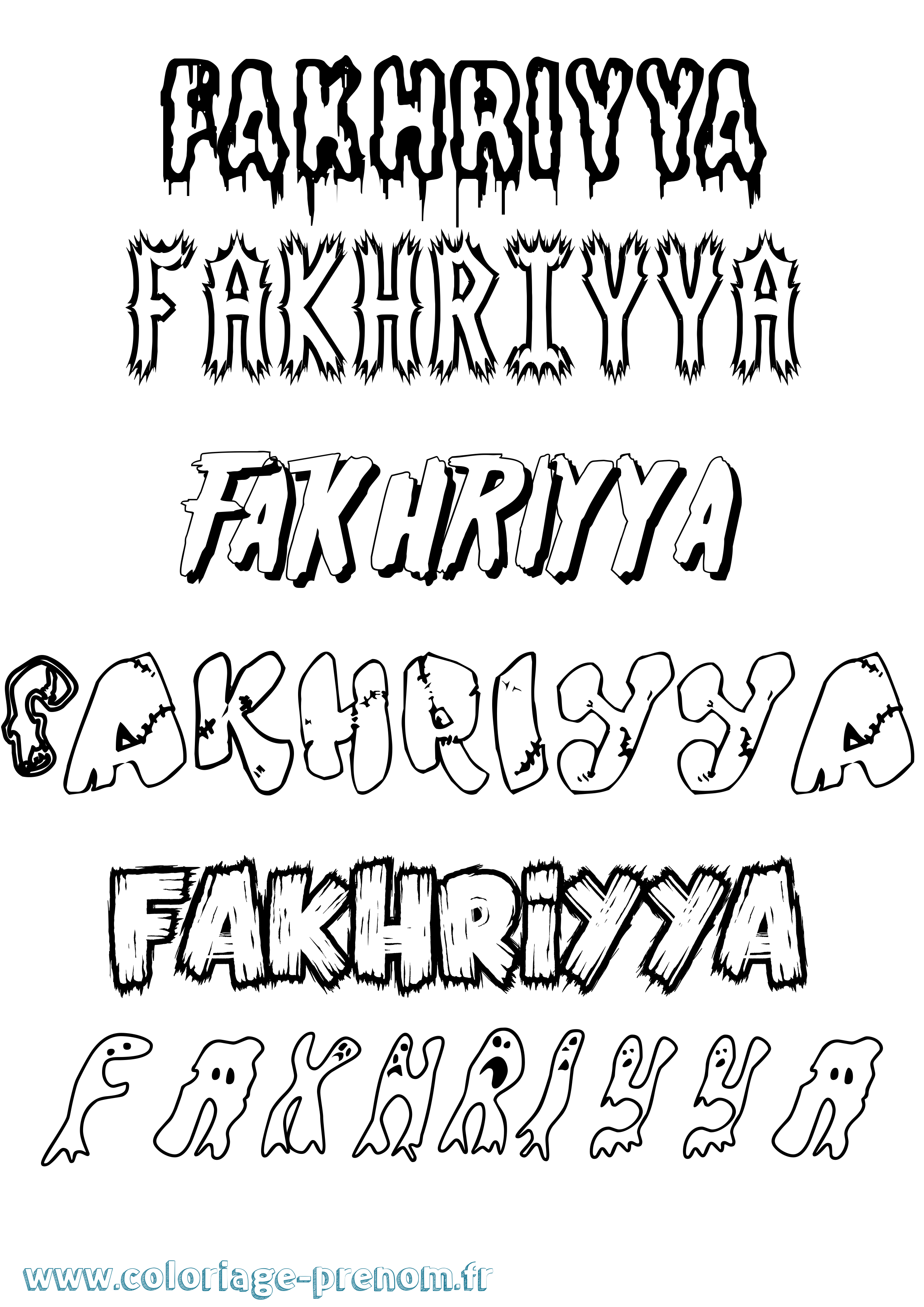 Coloriage prénom Fakhriyya Frisson