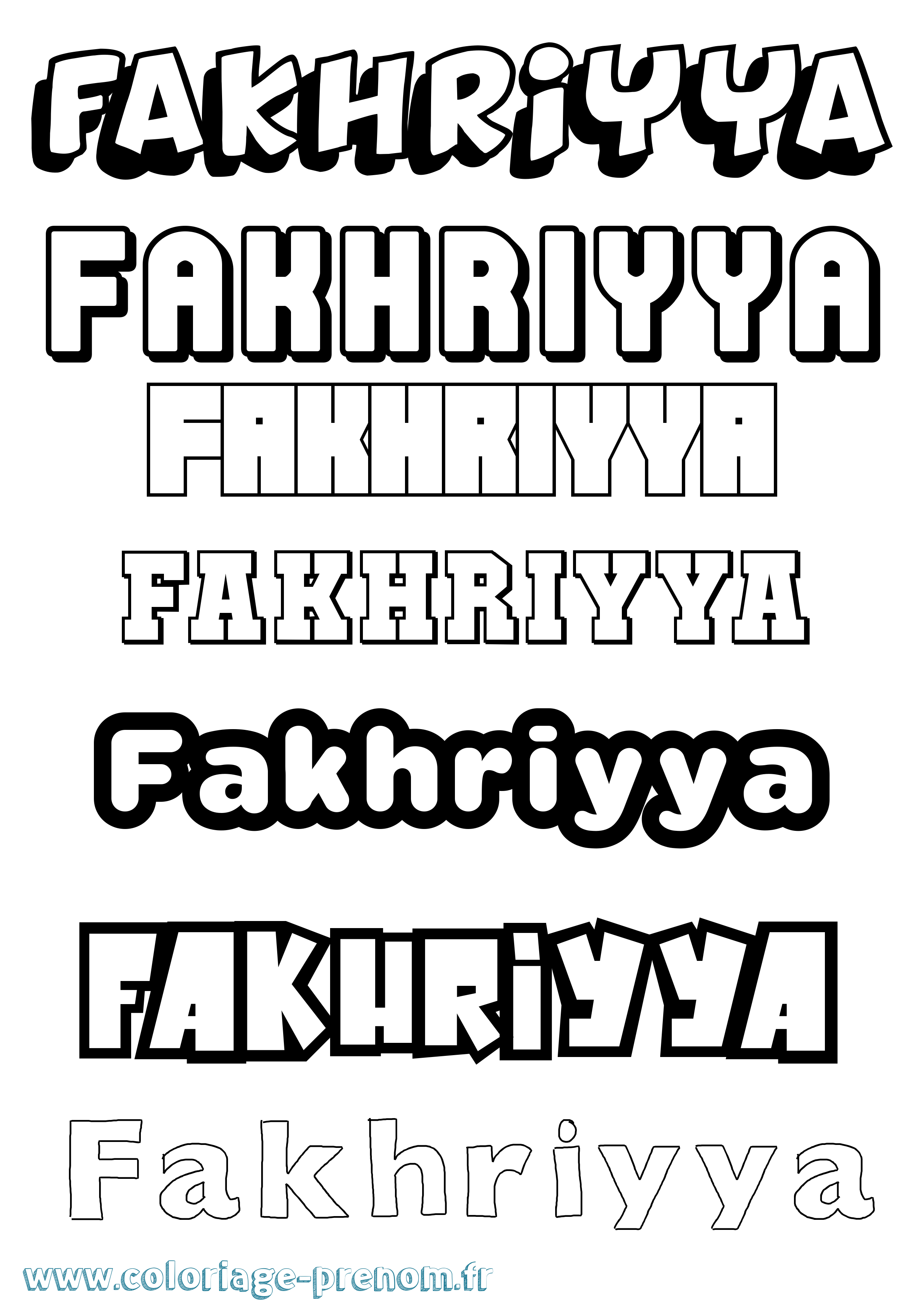 Coloriage prénom Fakhriyya Simple