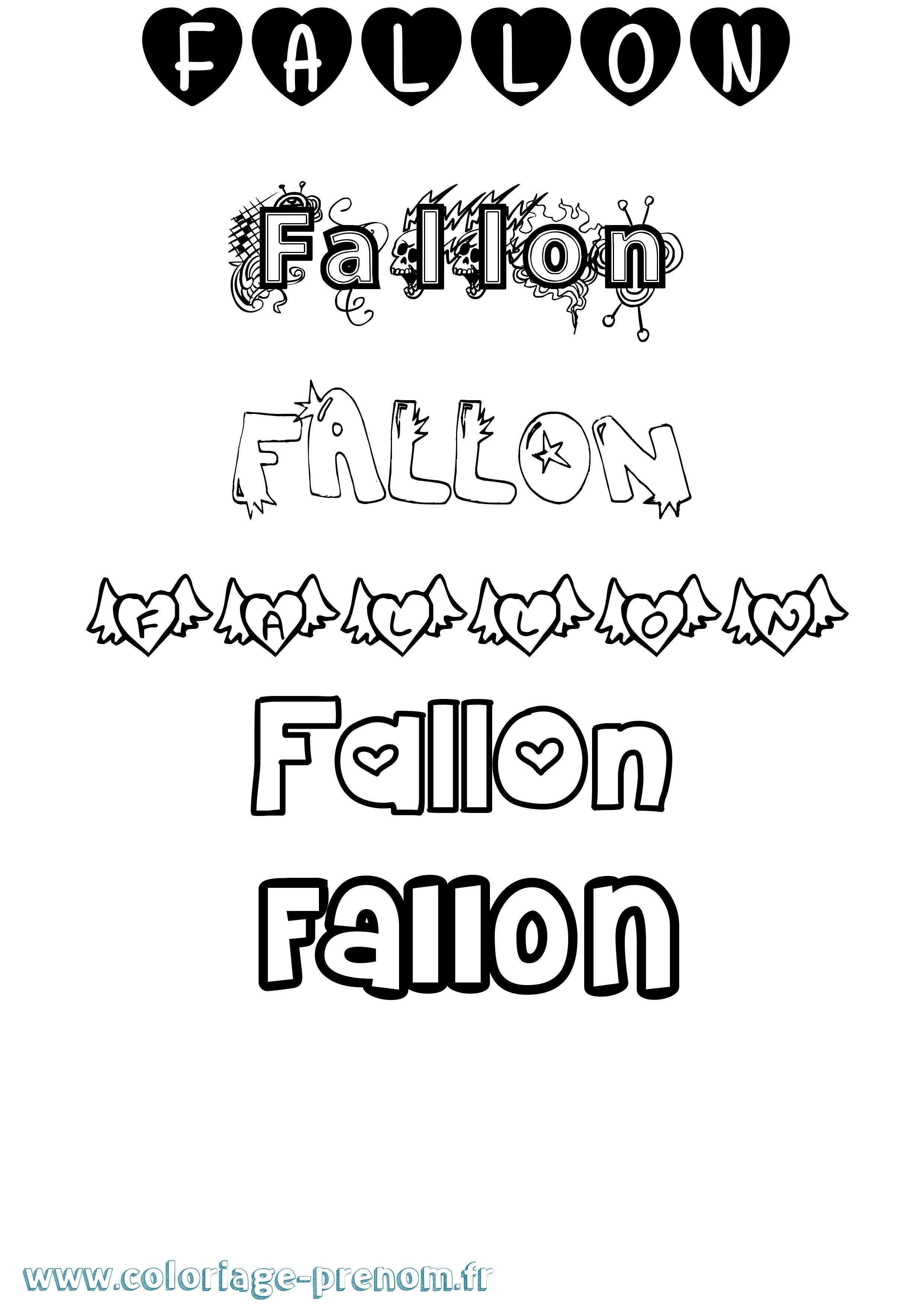 Coloriage Fallon Girly Coloriage prénom Fallon Girly