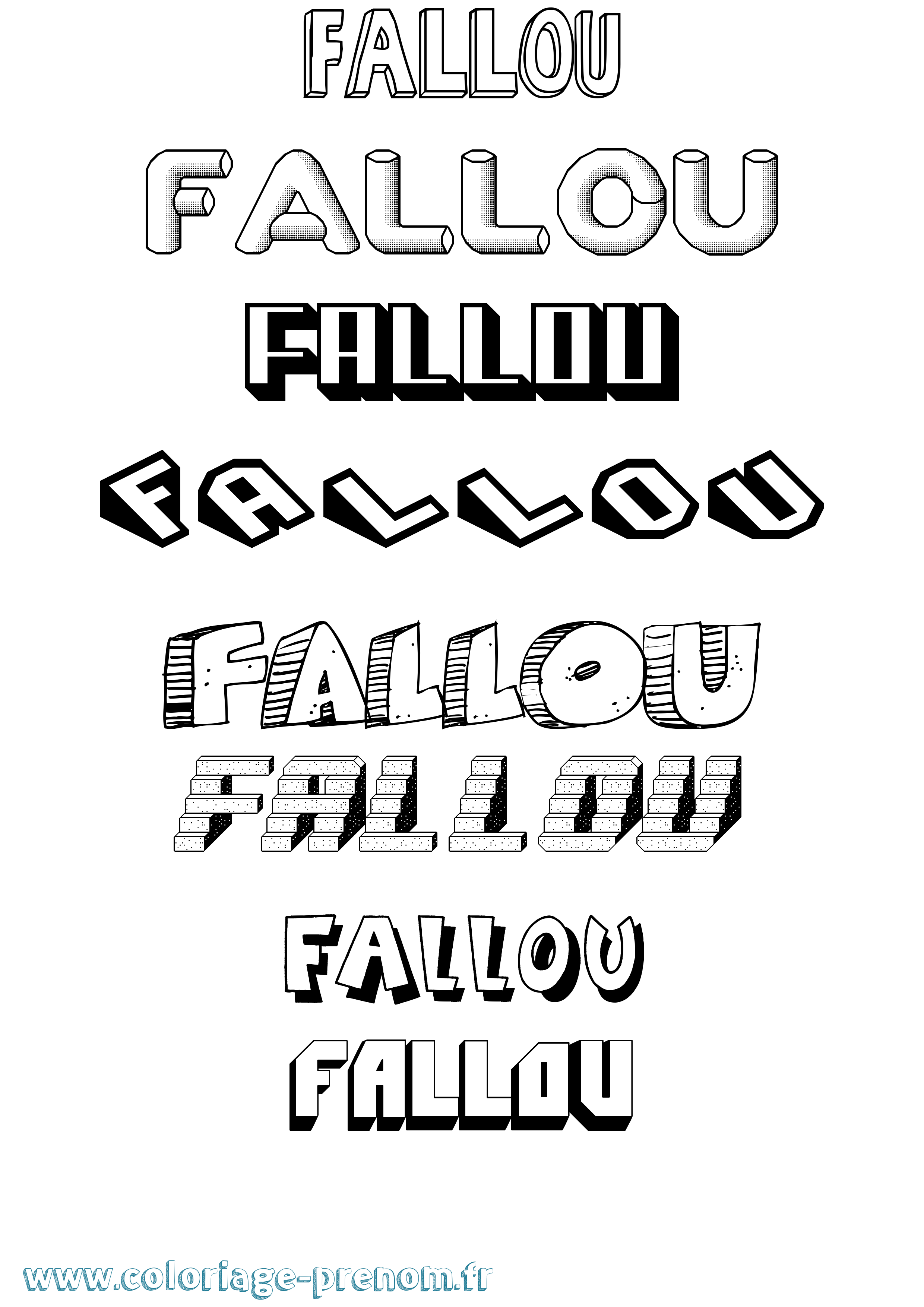 Coloriage Fallou Effet 3D Coloriage prénom Fallou Effet 3D