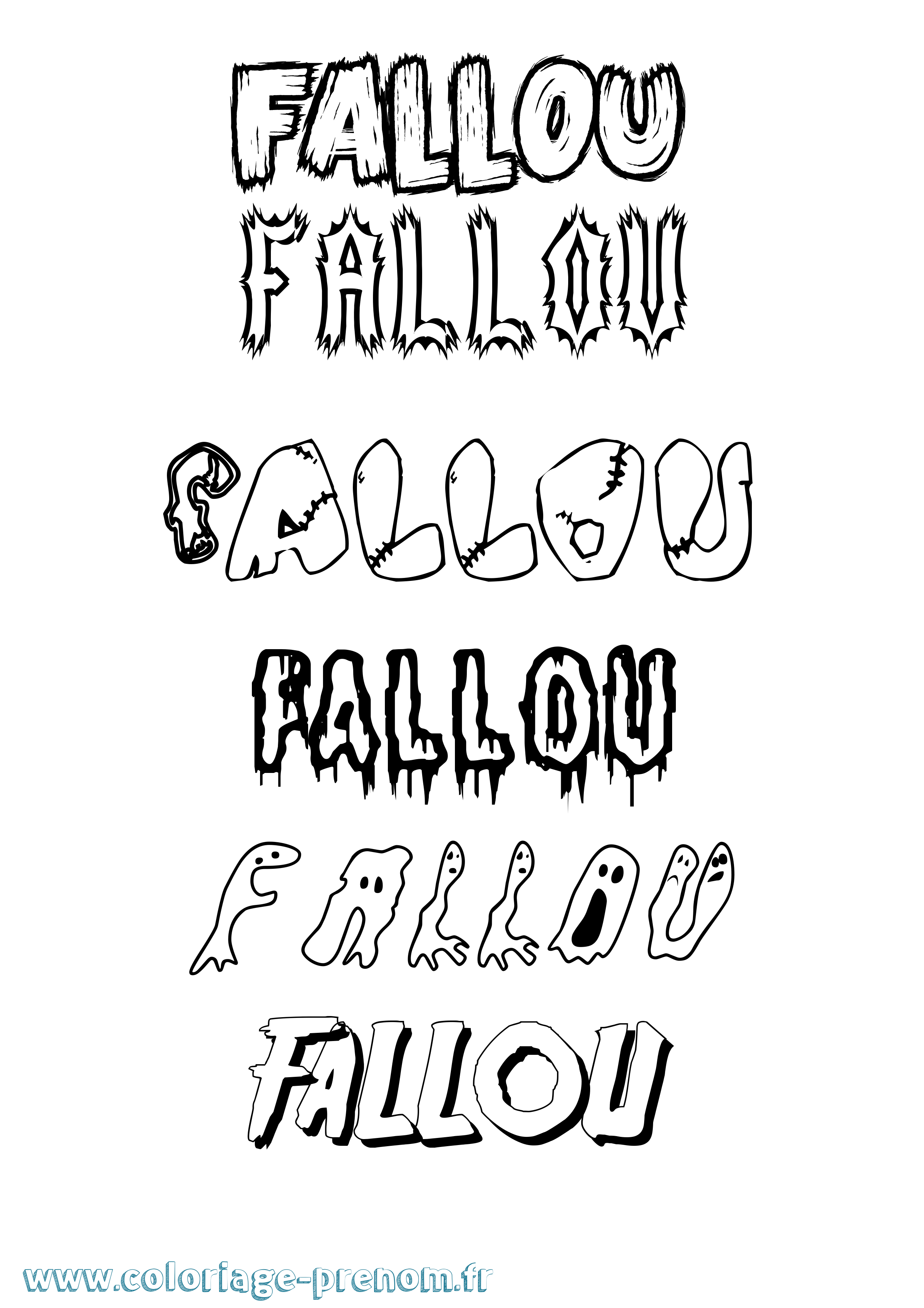 Coloriage Fallou Frisson Coloriage prénom Fallou Frisson