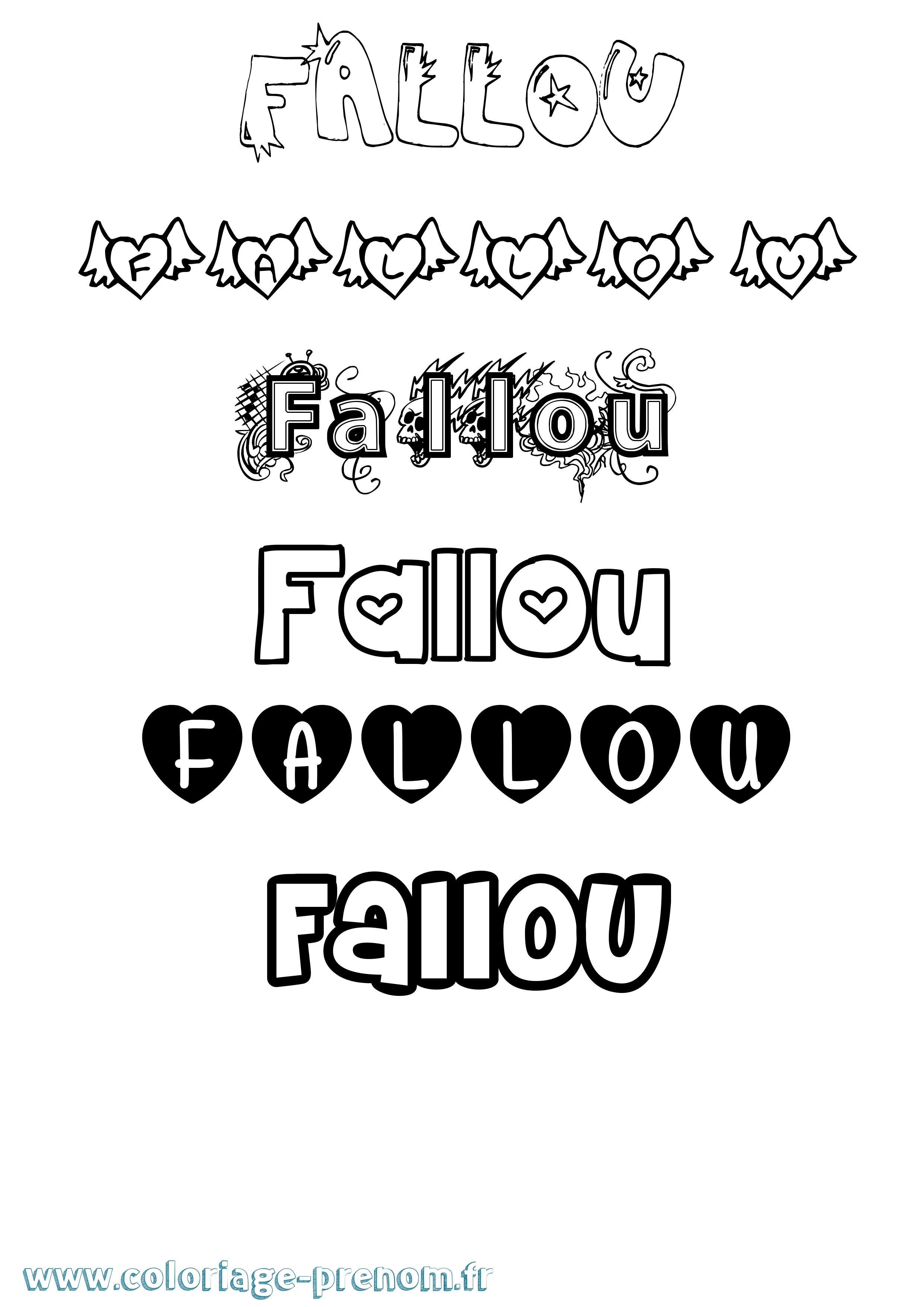 Coloriage Fallou Girly Coloriage prénom Fallou Girly
