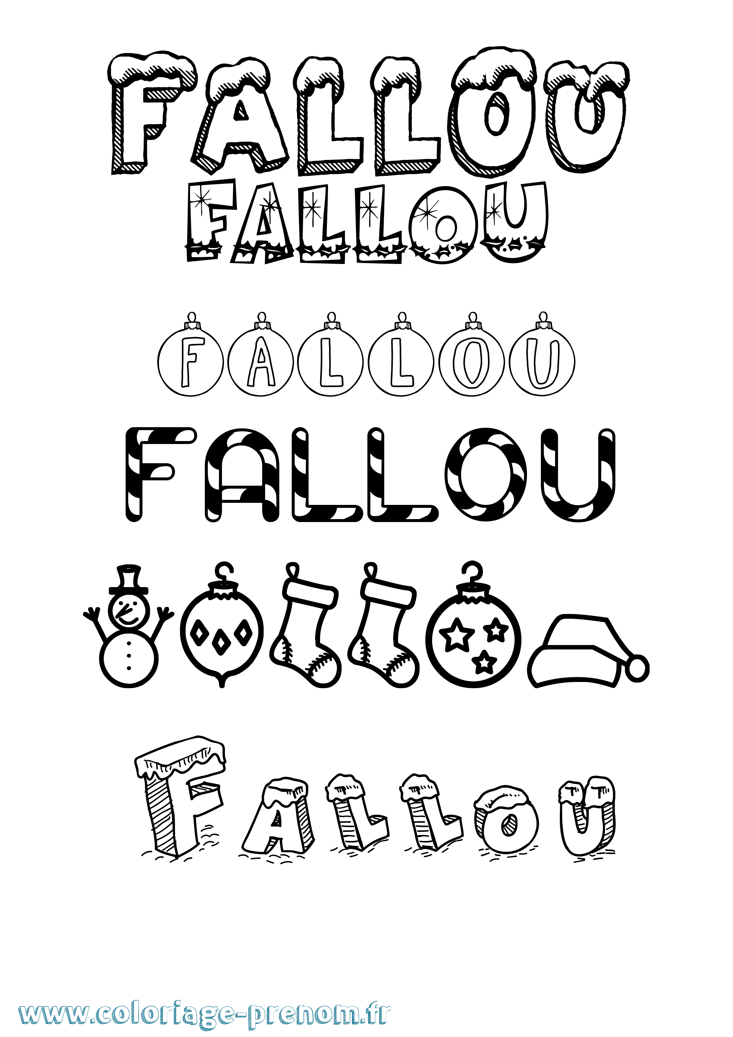 Coloriage Fallou Noël Coloriage prénom Fallou Noël