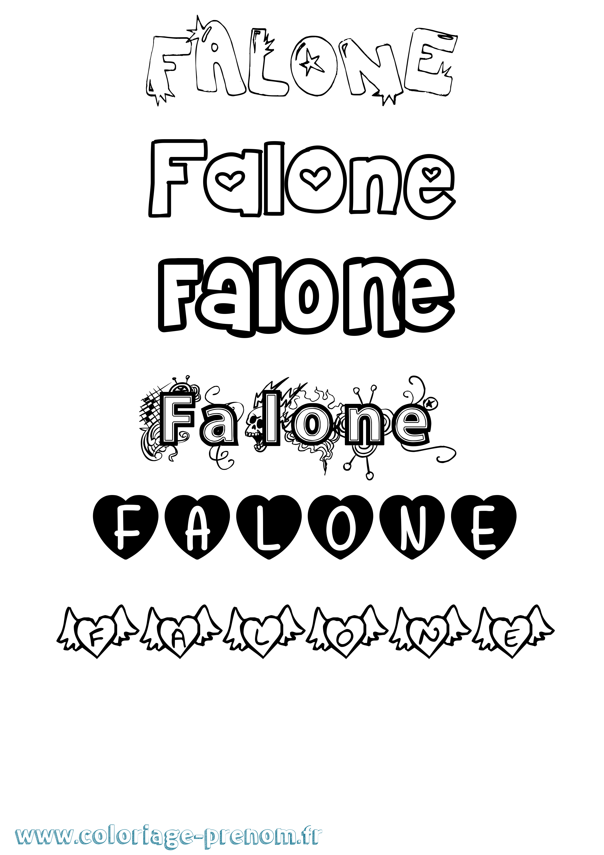 Coloriage prénom Falone Girly
