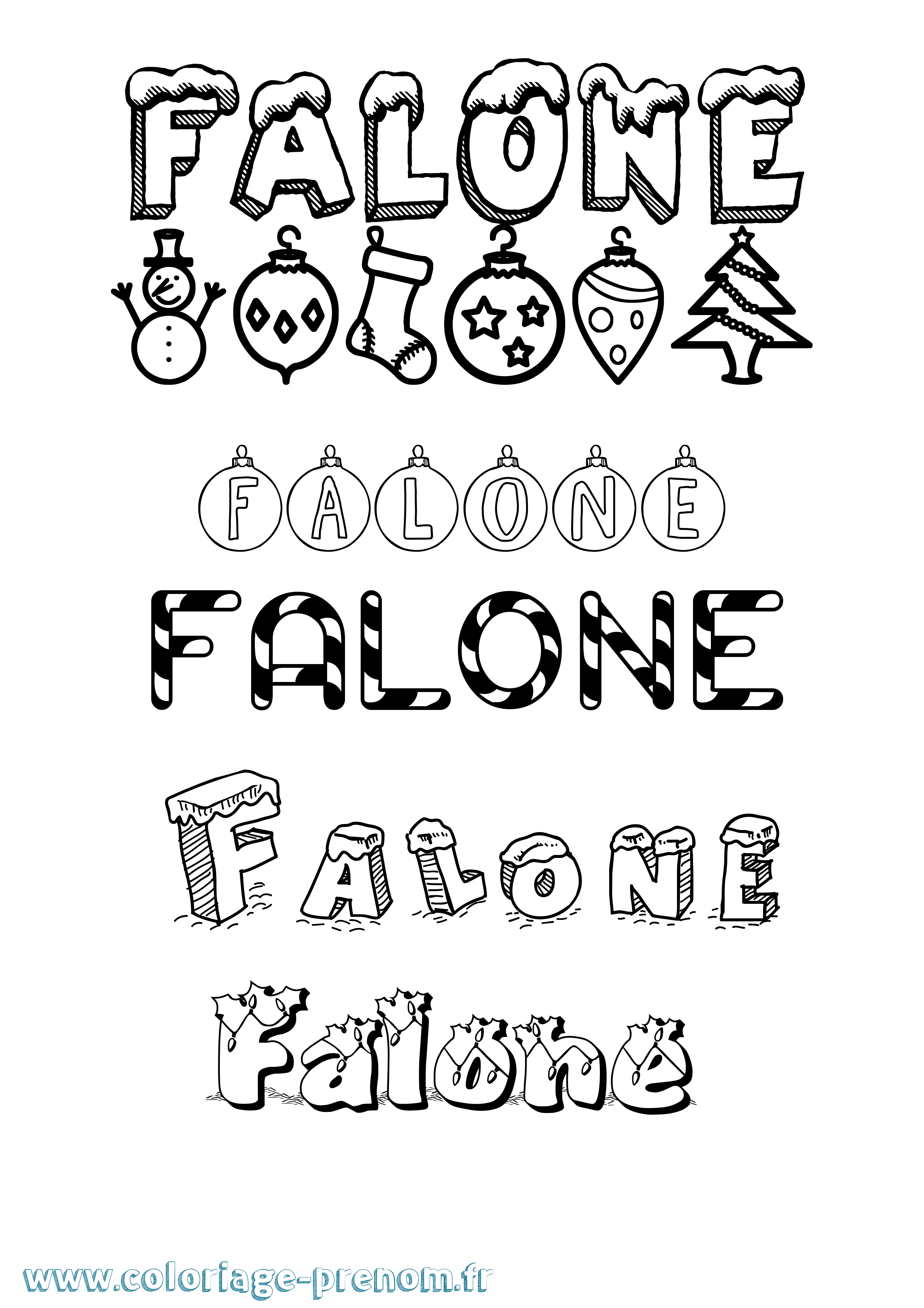 Coloriage prénom Falone Noël