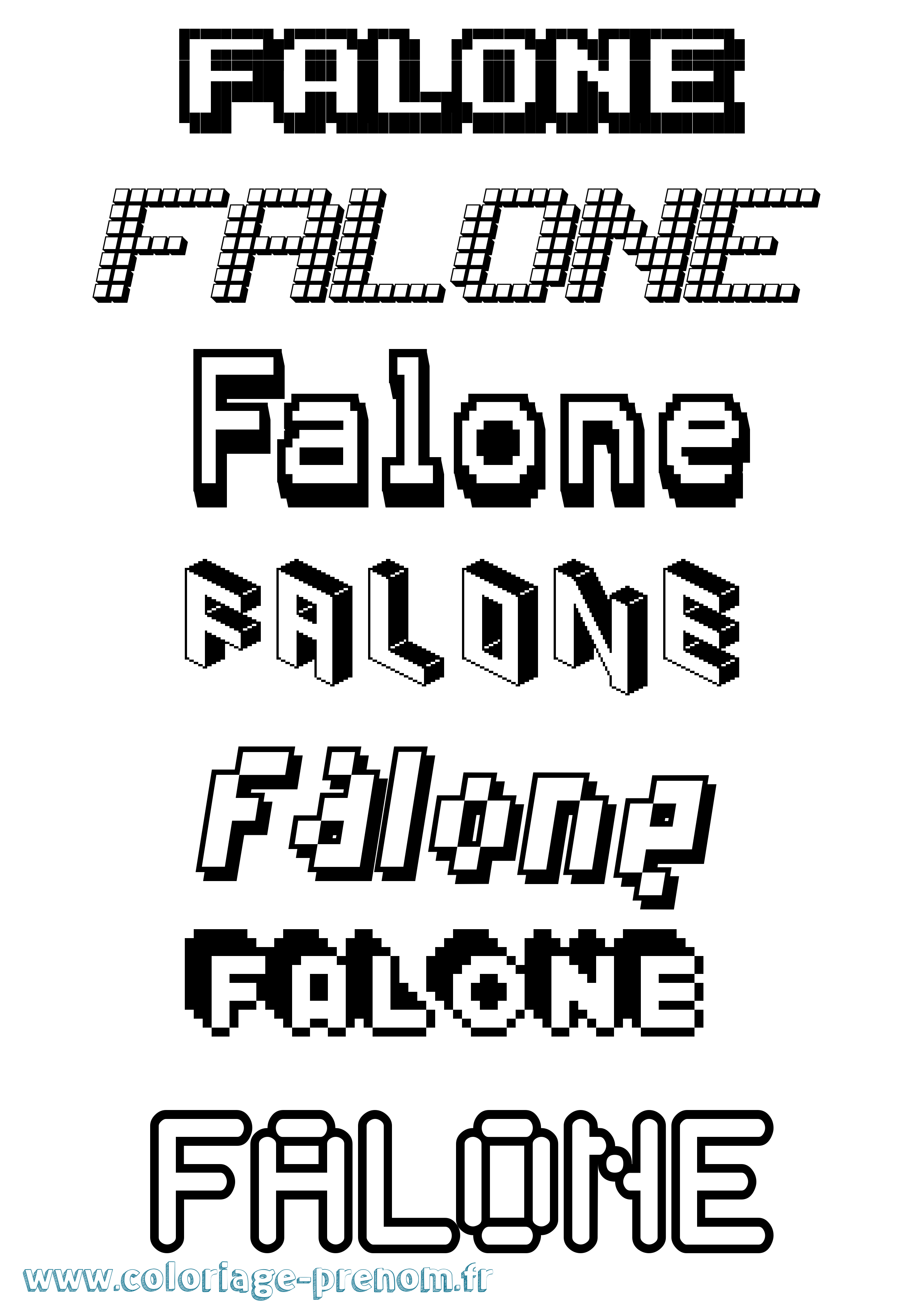 Coloriage prénom Falone Pixel