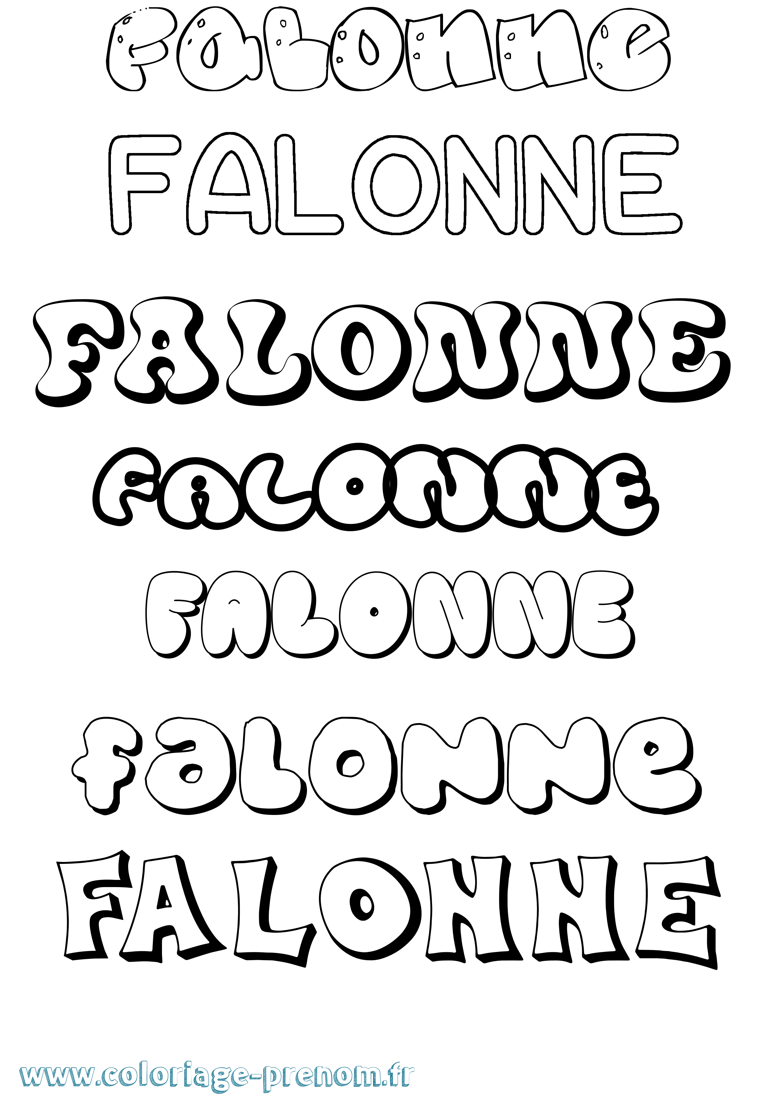 Coloriage prénom Falonne Bubble