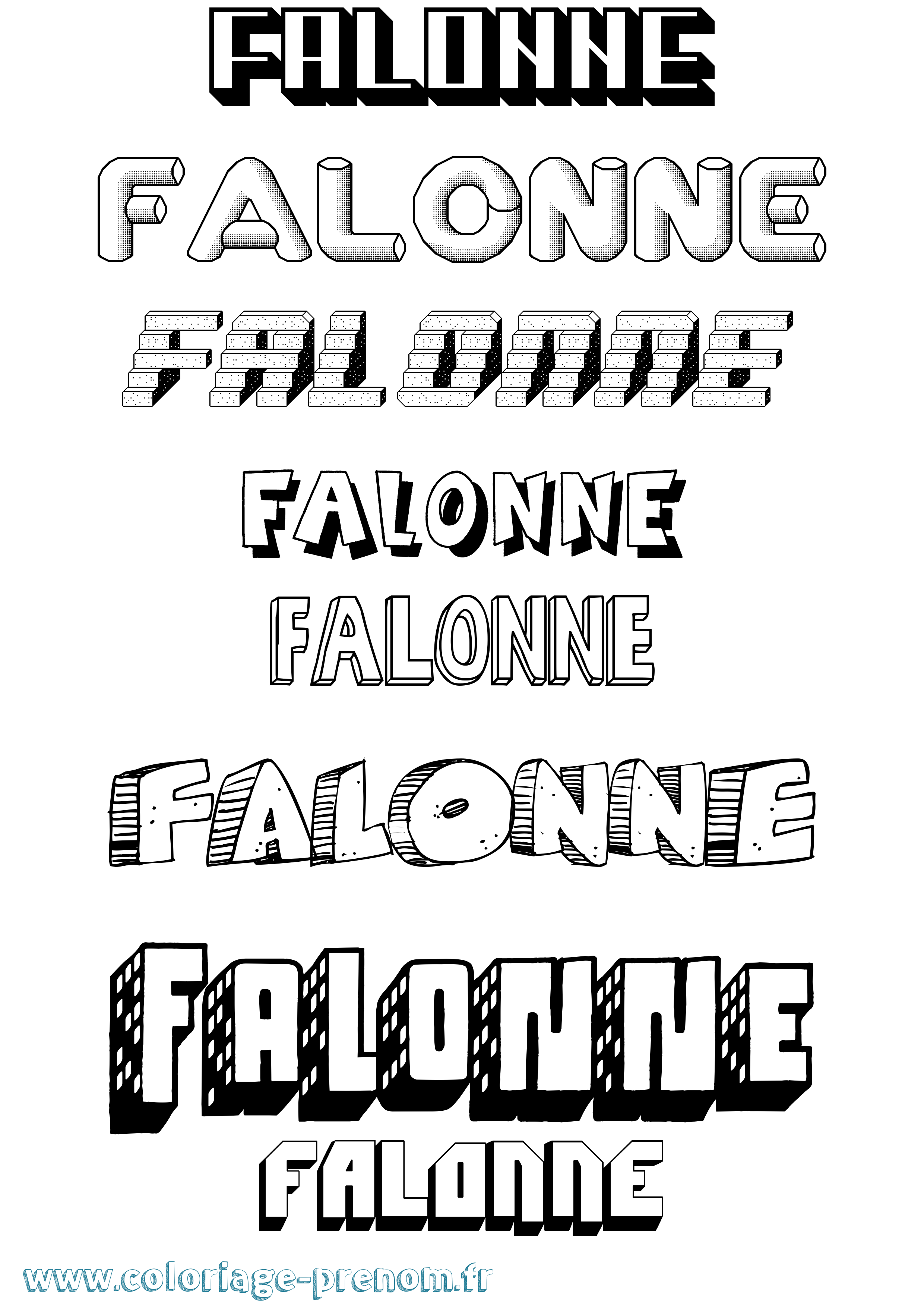 Coloriage Falonne Effet 3D Coloriage prénom Falonne Effet 3D