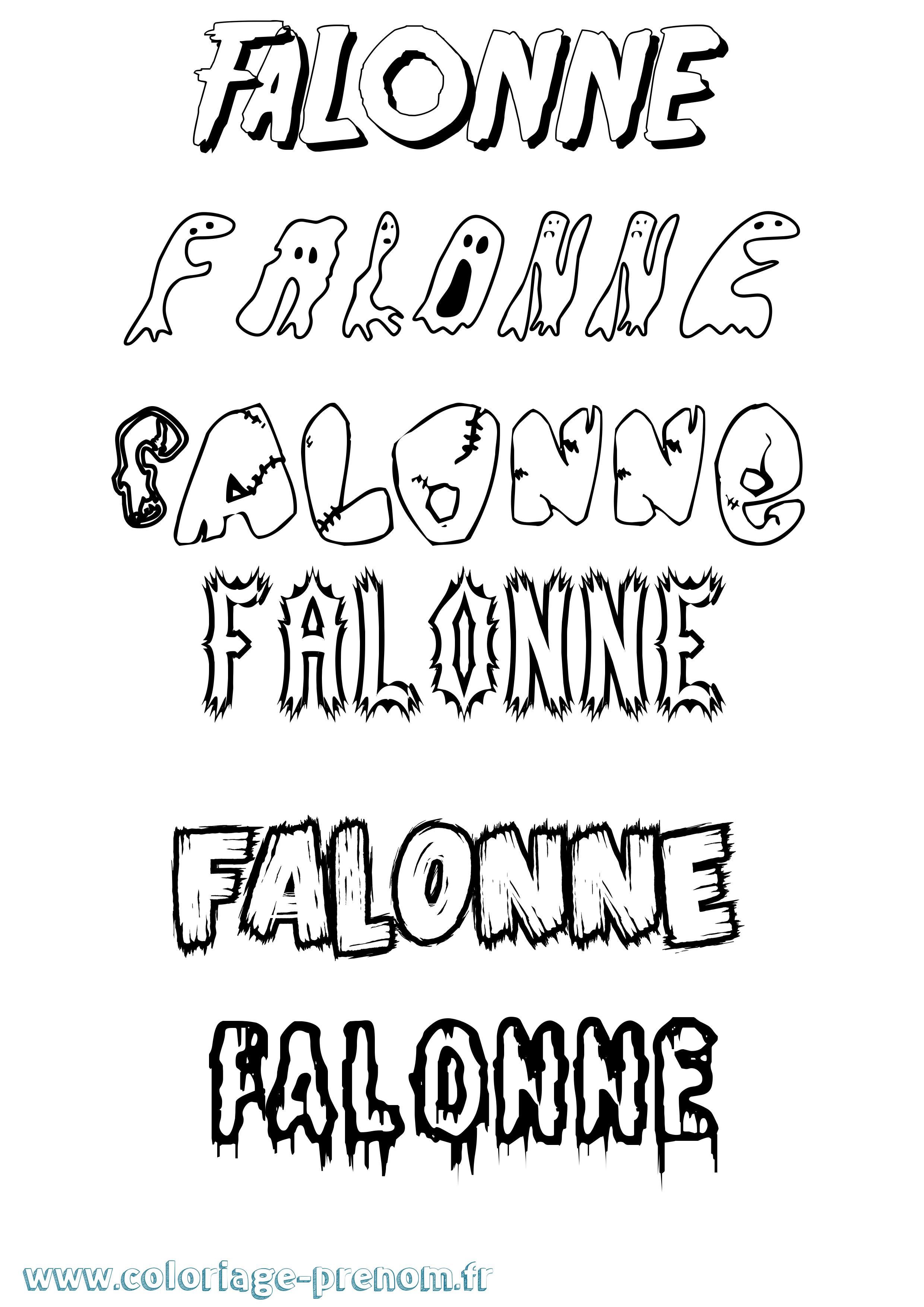 Coloriage prénom Falonne Frisson