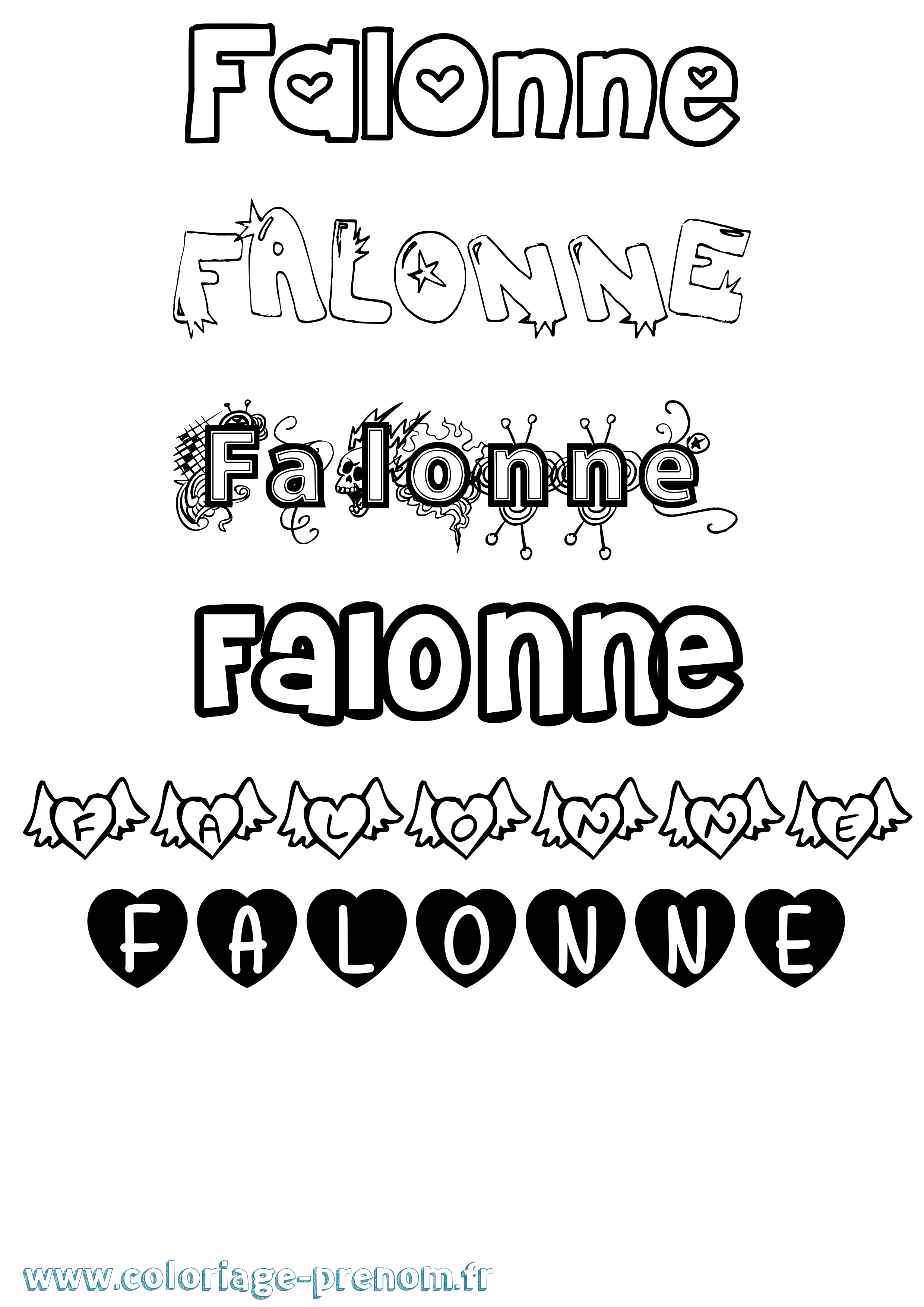 Coloriage prénom Falonne Girly