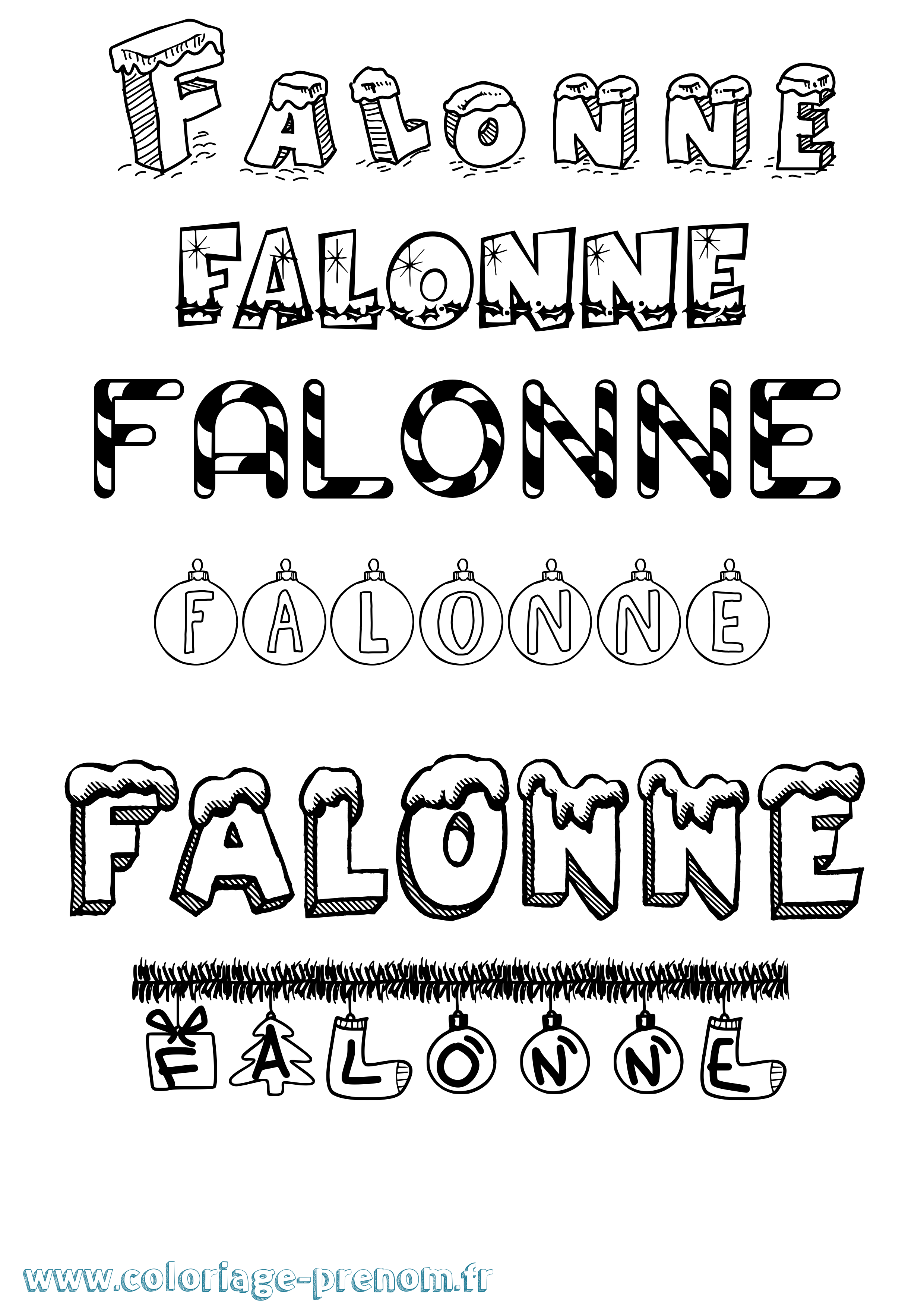 Coloriage prénom Falonne Noël