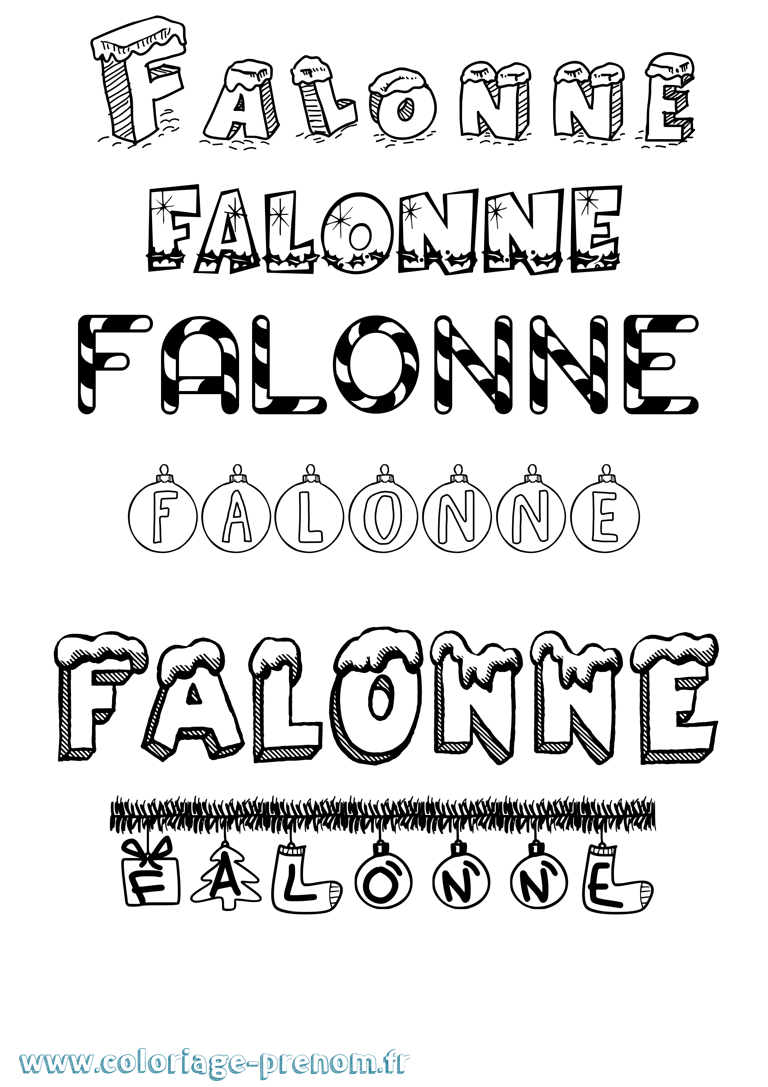 Coloriage Falonne Noël Coloriage prénom Falonne Noël
