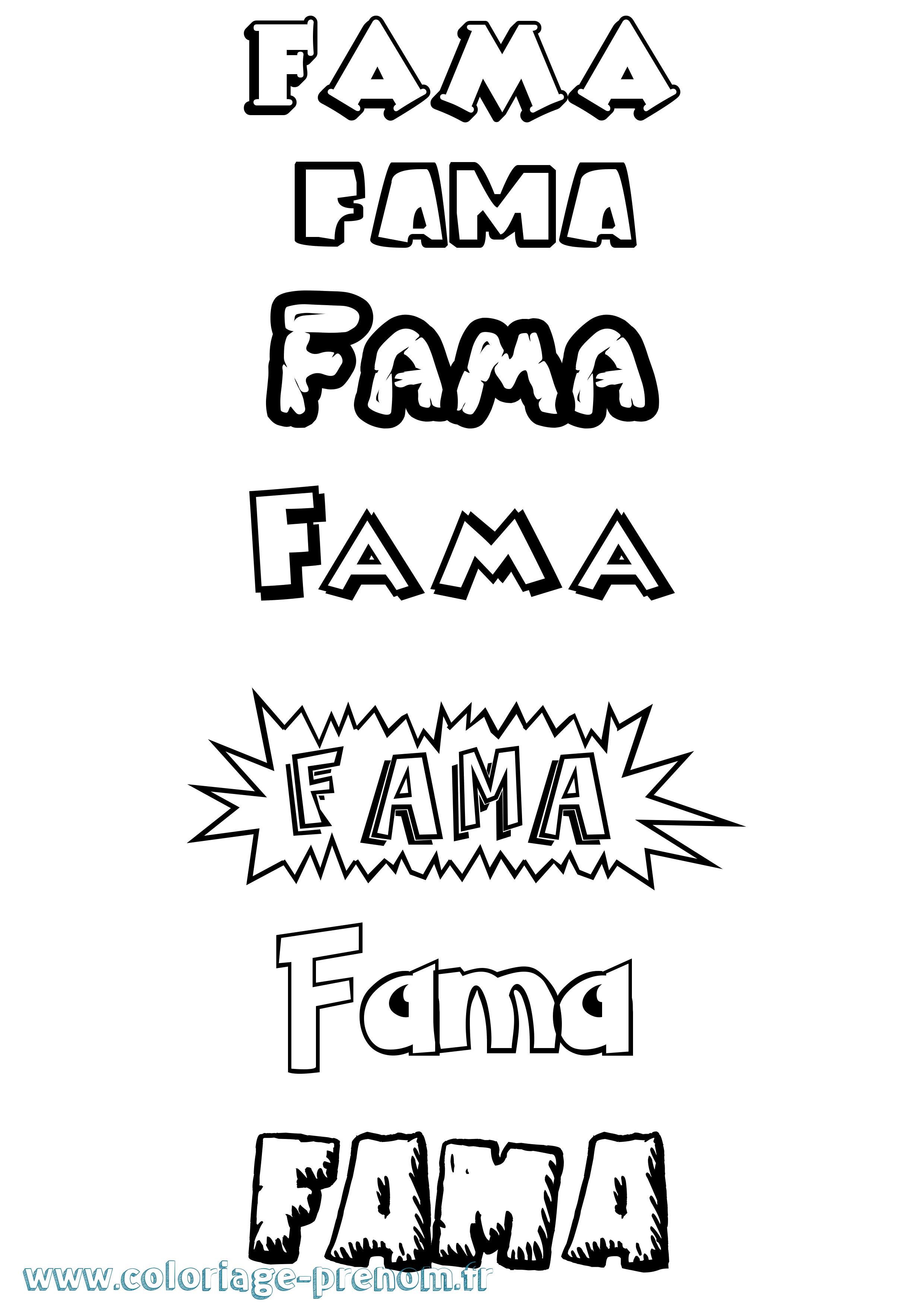 Coloriage prénom Fama Dessin Animé