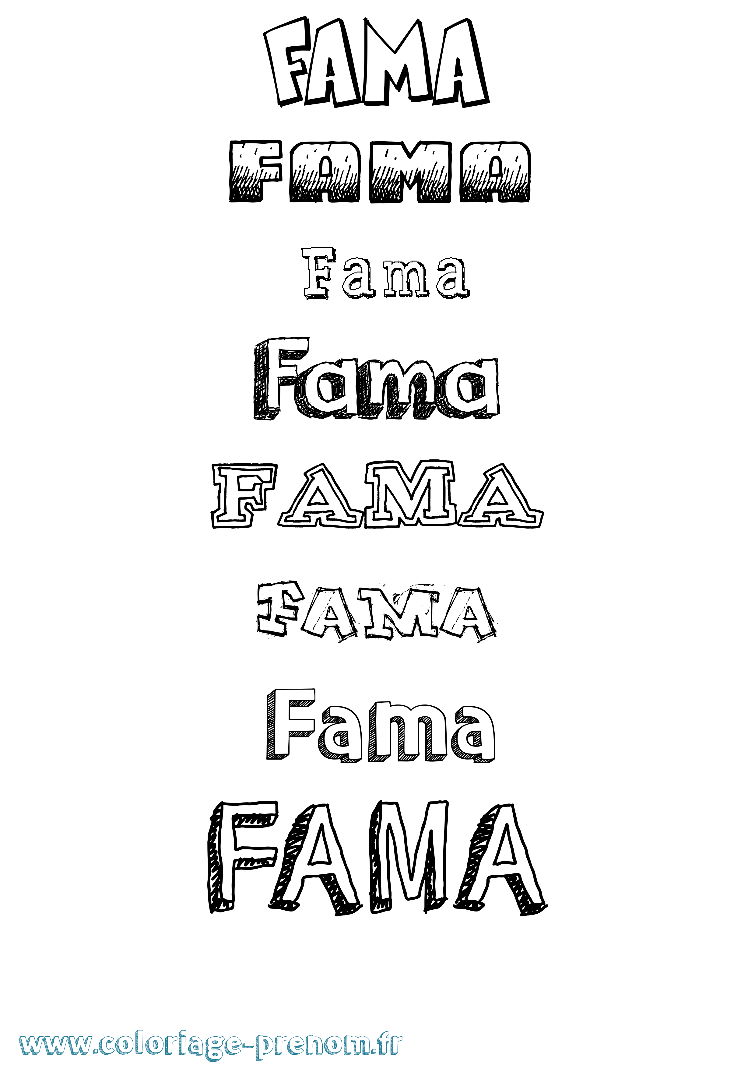 Coloriage prénom Fama Dessiné