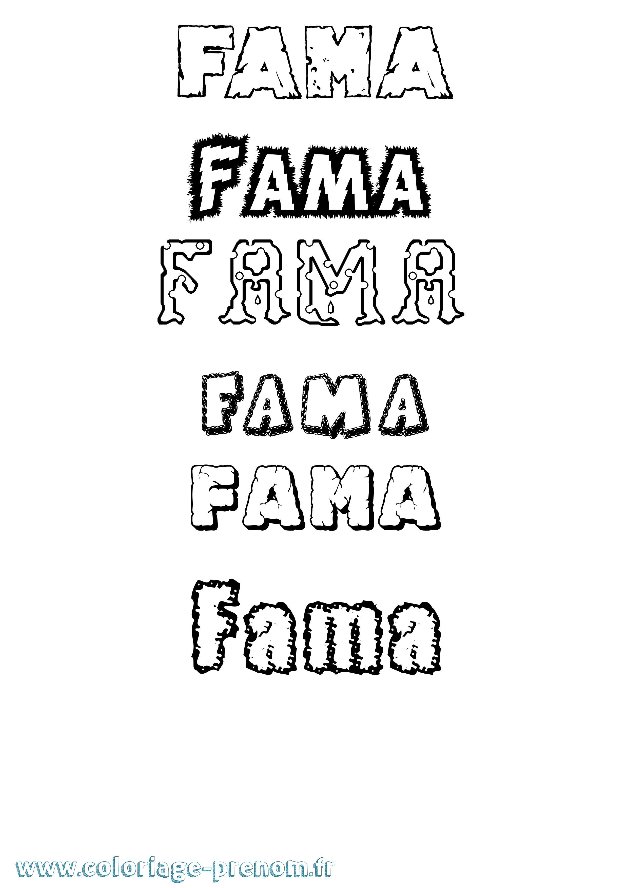 Coloriage prénom Fama Destructuré