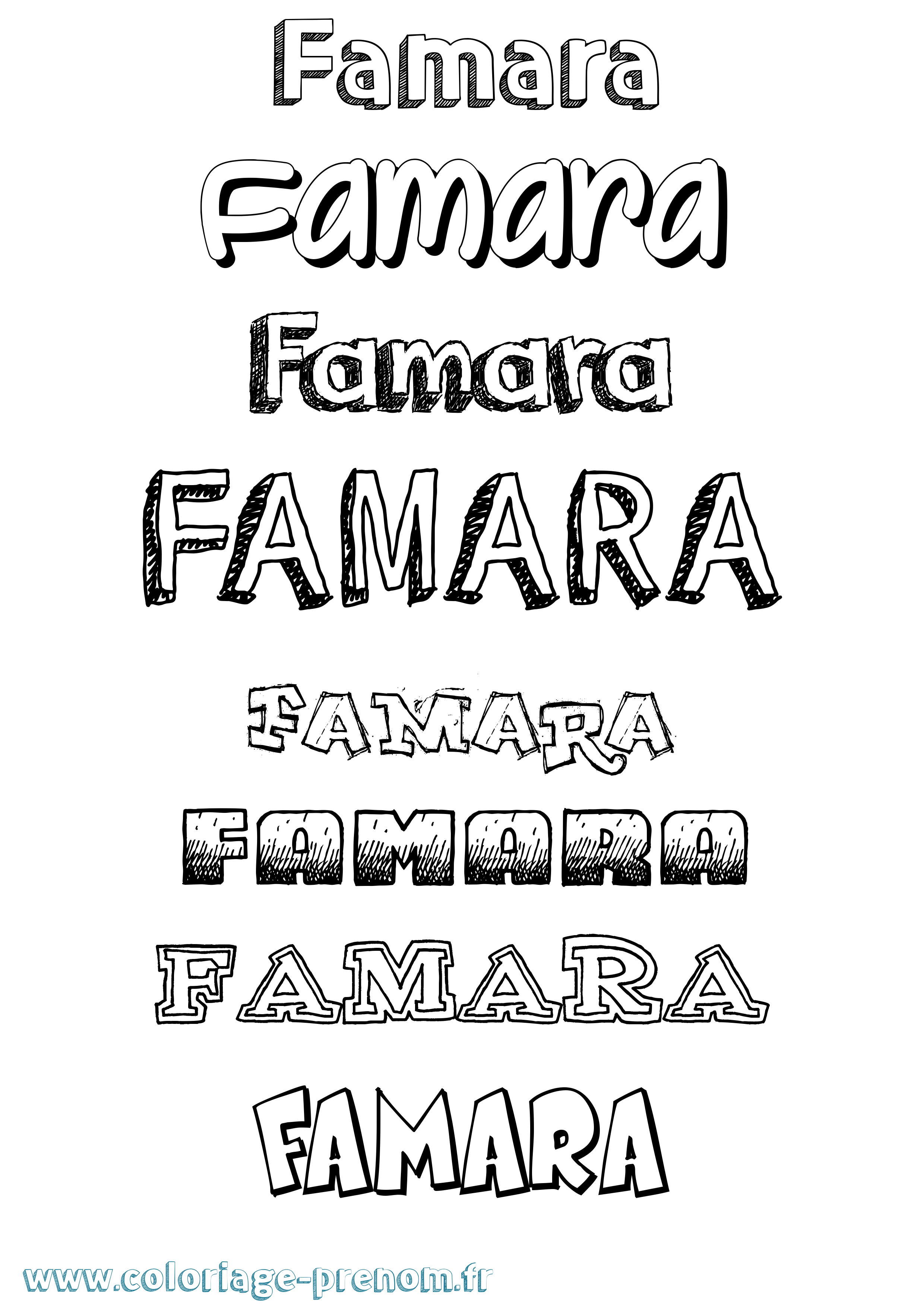 Coloriage prénom Famara Dessiné