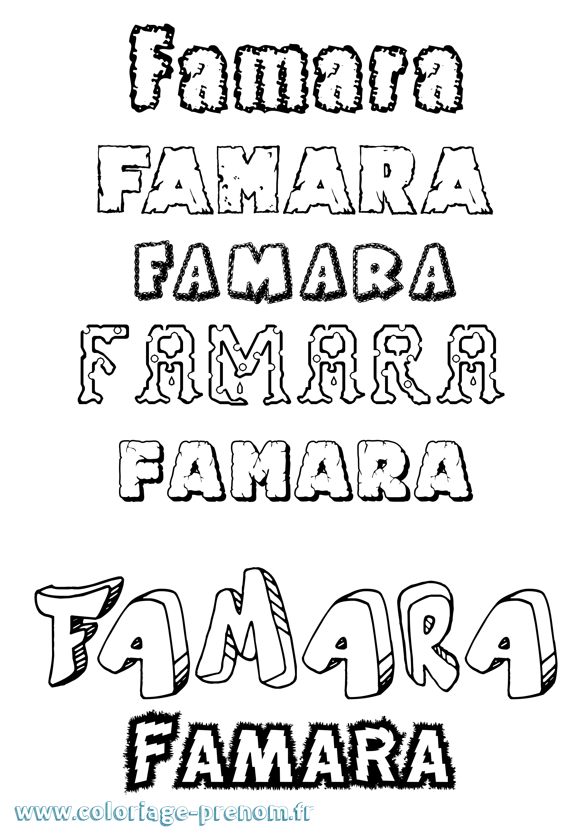 Coloriage prénom Famara Destructuré