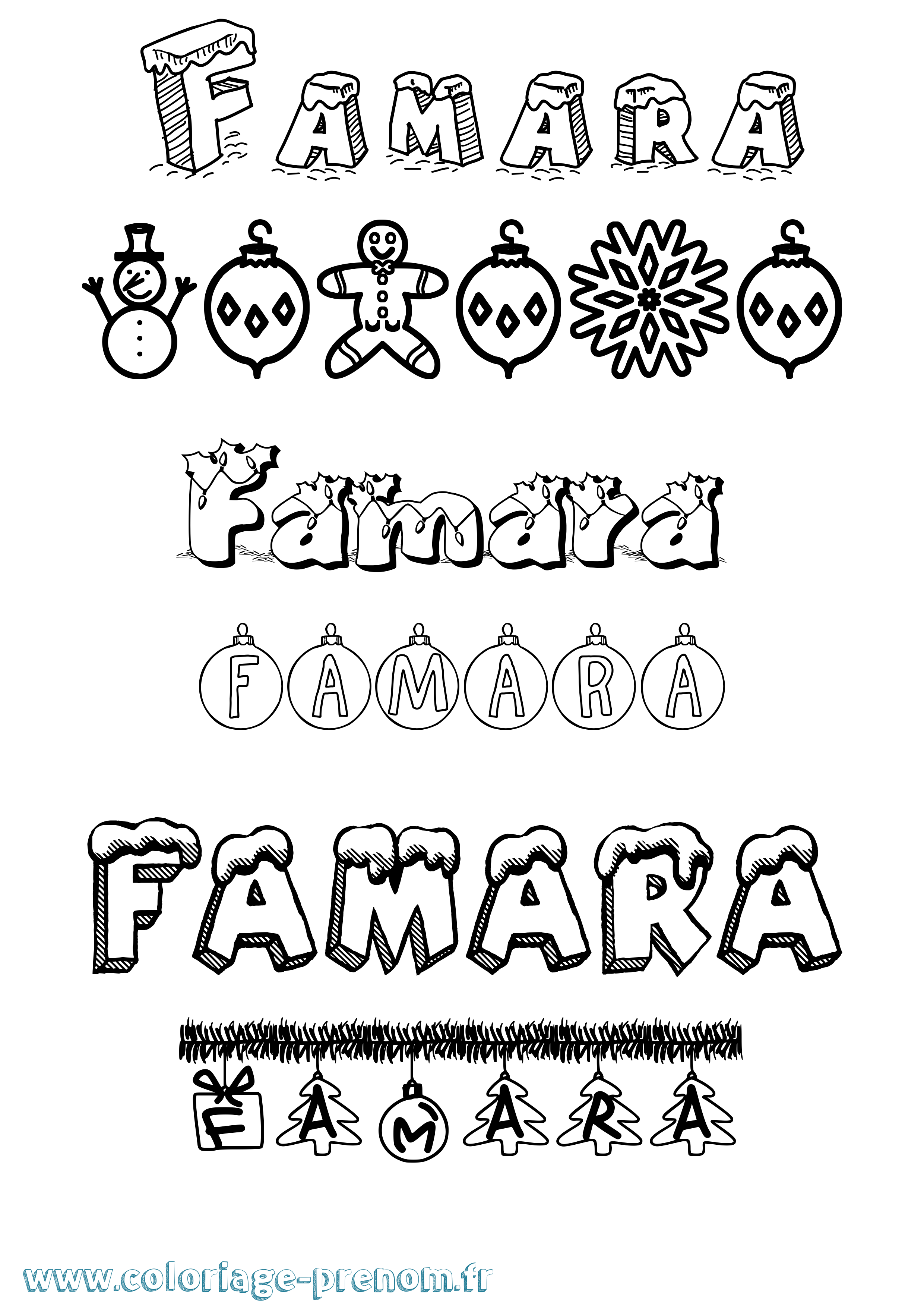 Coloriage prénom Famara Noël