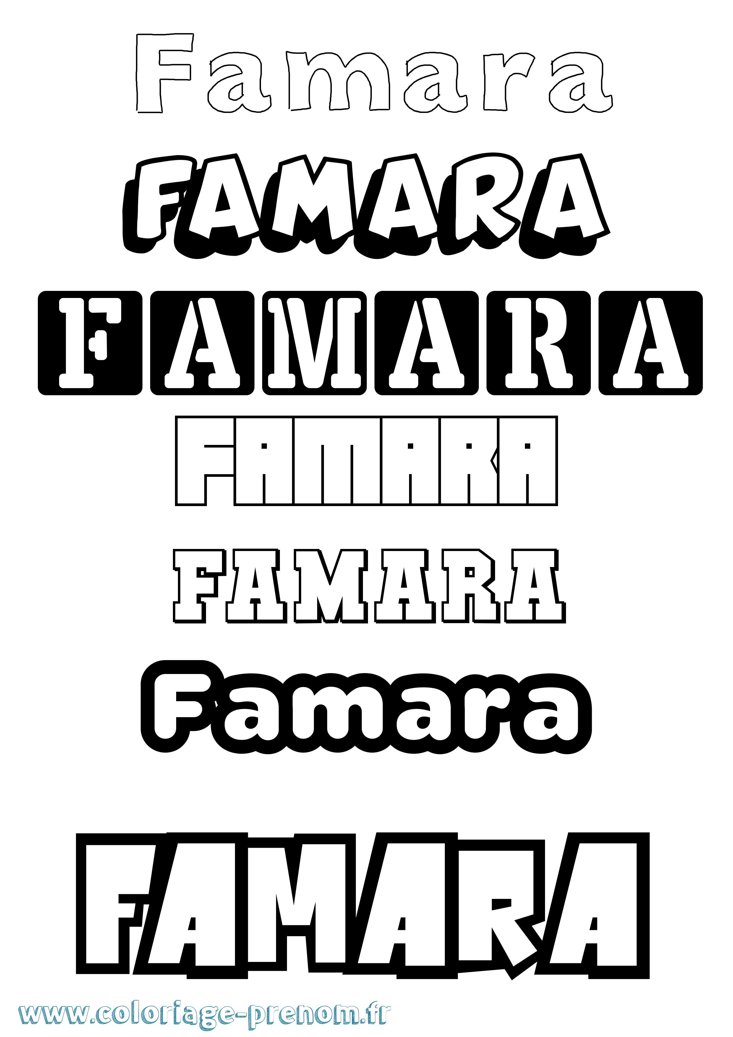 Coloriage prénom Famara Simple