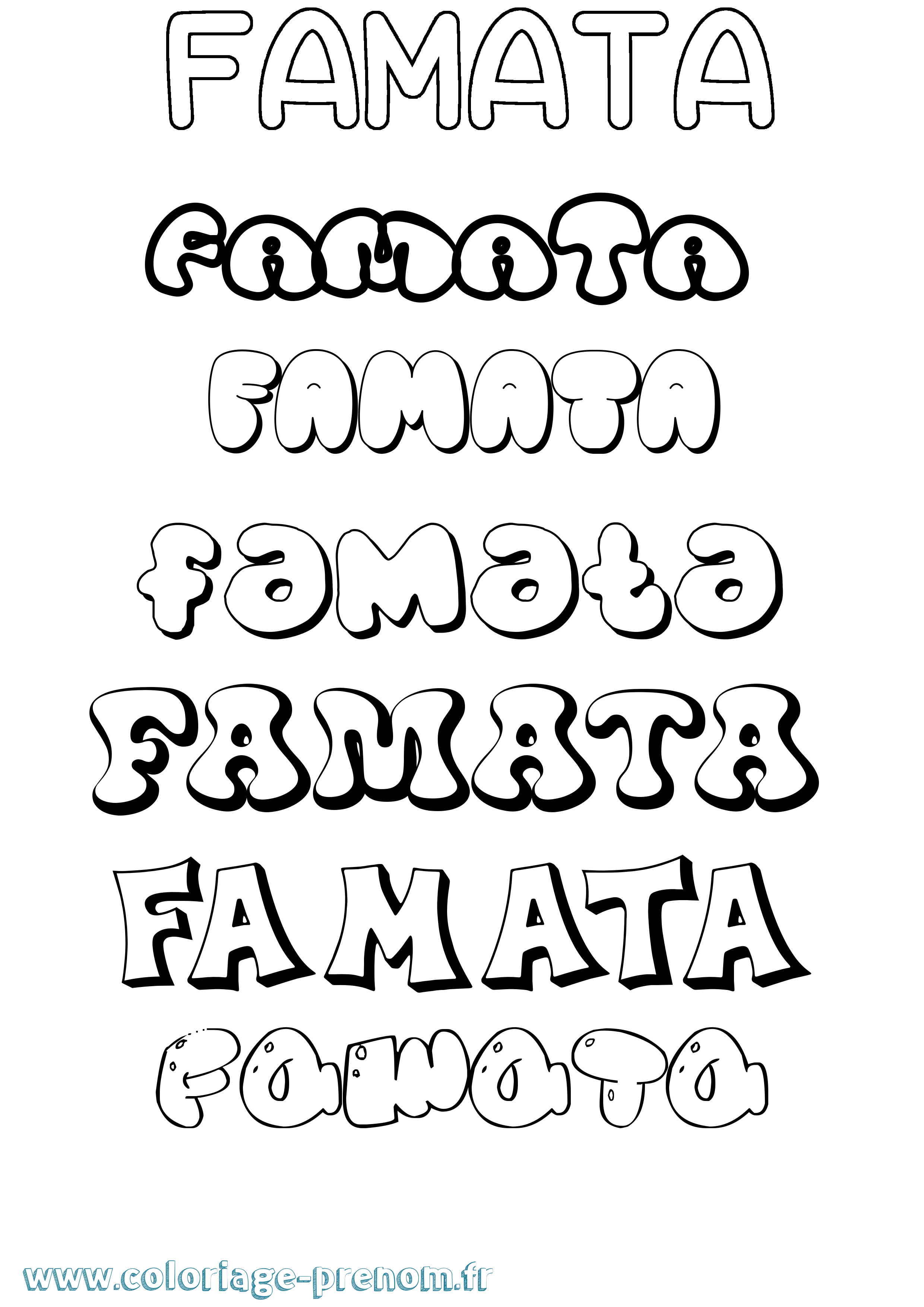 Coloriage Famata Bubble Coloriage prénom Famata Bubble