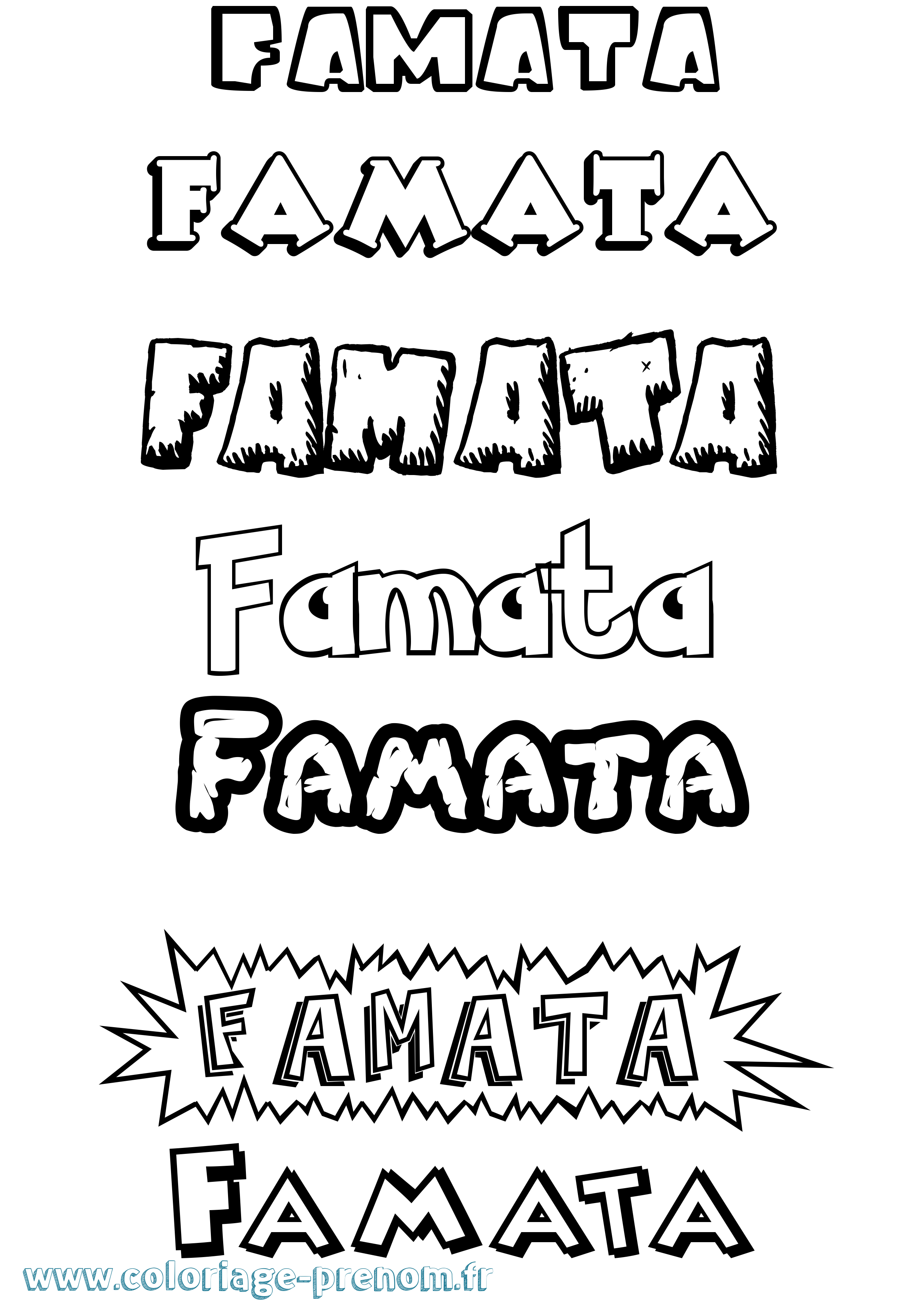 Coloriage Famata Dessin Animé Coloriage prénom Famata Dessin Animé