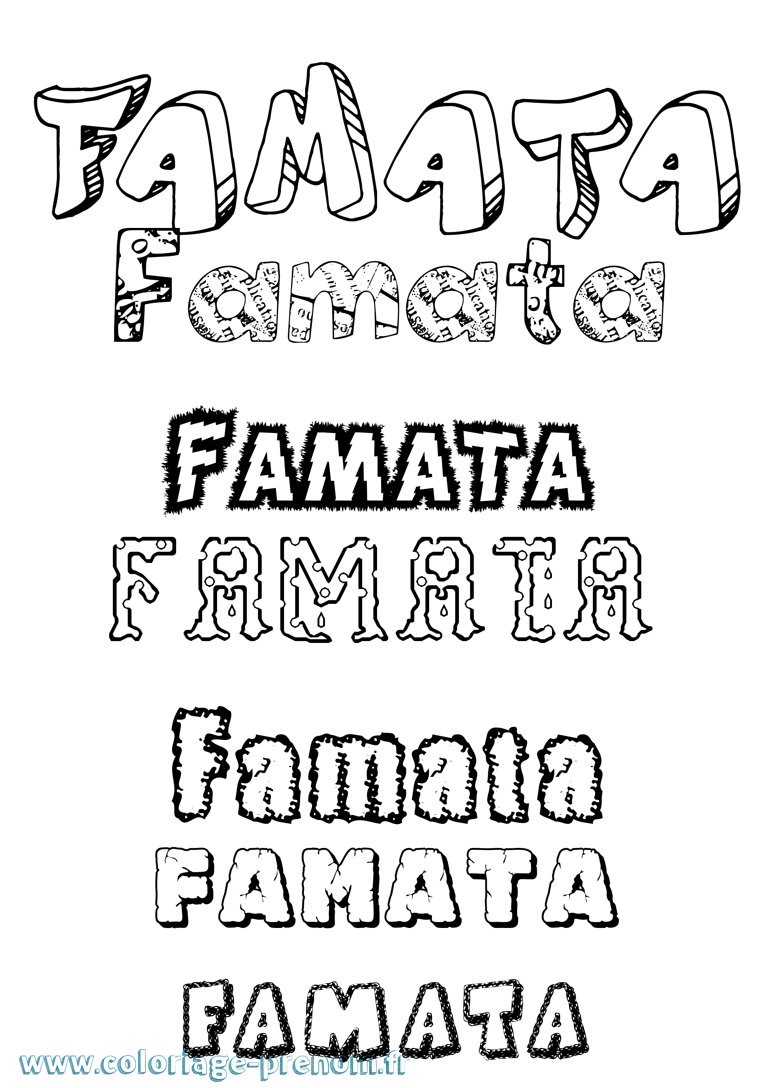 Coloriage Famata Destructuré Coloriage prénom Famata Destructuré