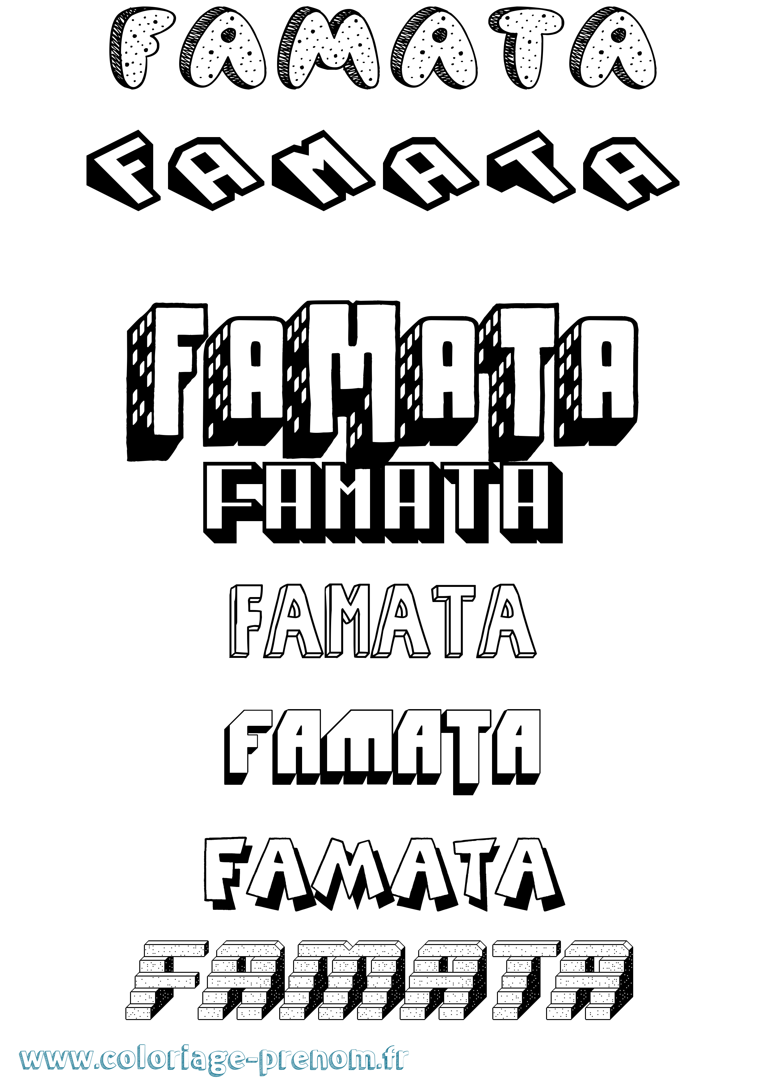 Coloriage Famata Effet 3D Coloriage prénom Famata Effet 3D