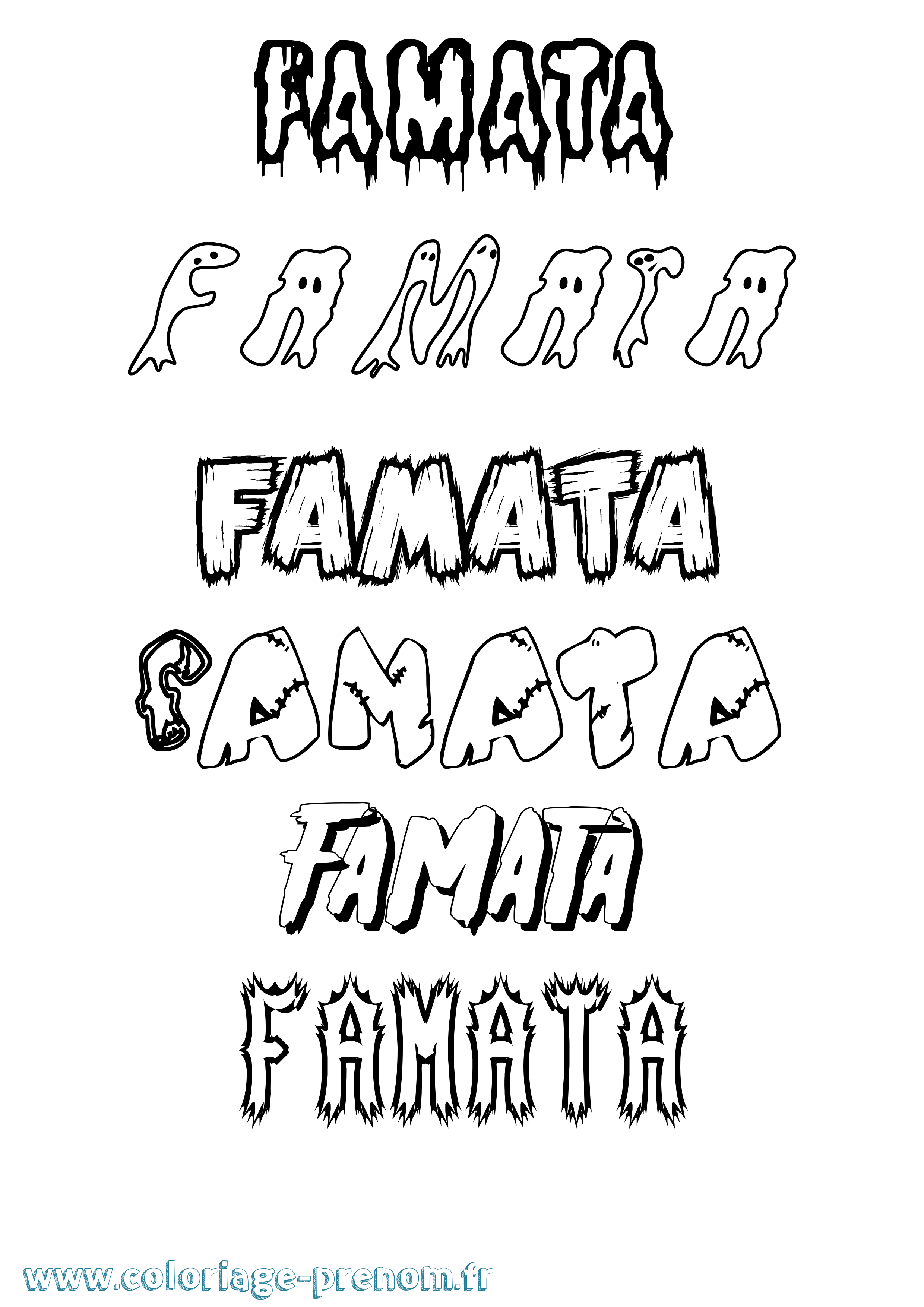Coloriage Famata Frisson Coloriage prénom Famata Frisson