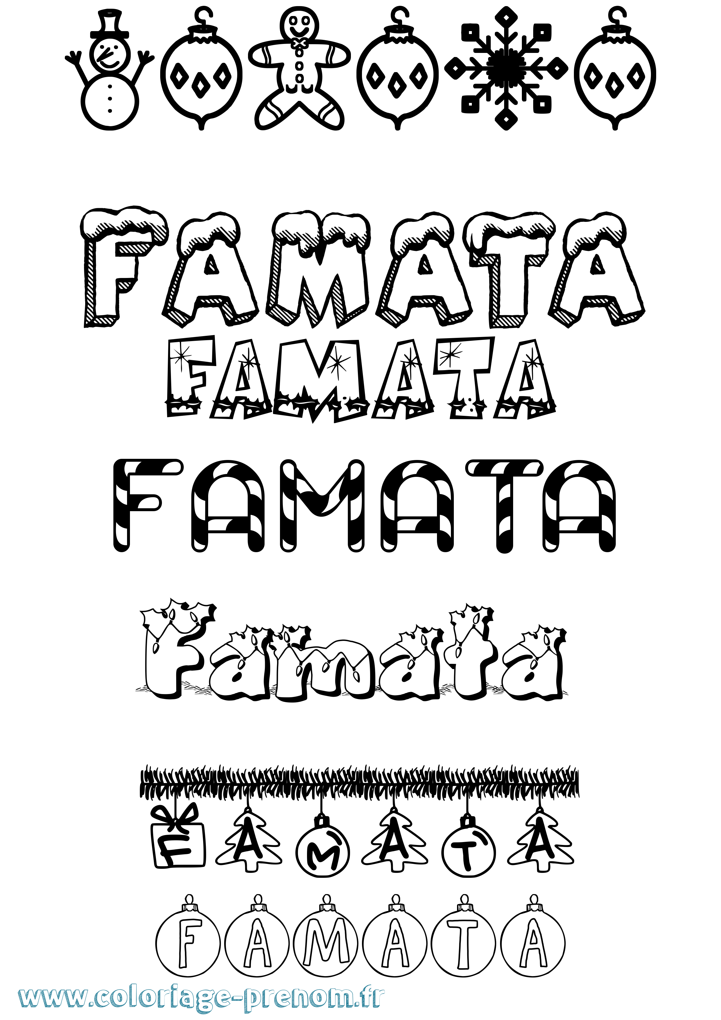 Coloriage Famata Noël Coloriage prénom Famata Noël