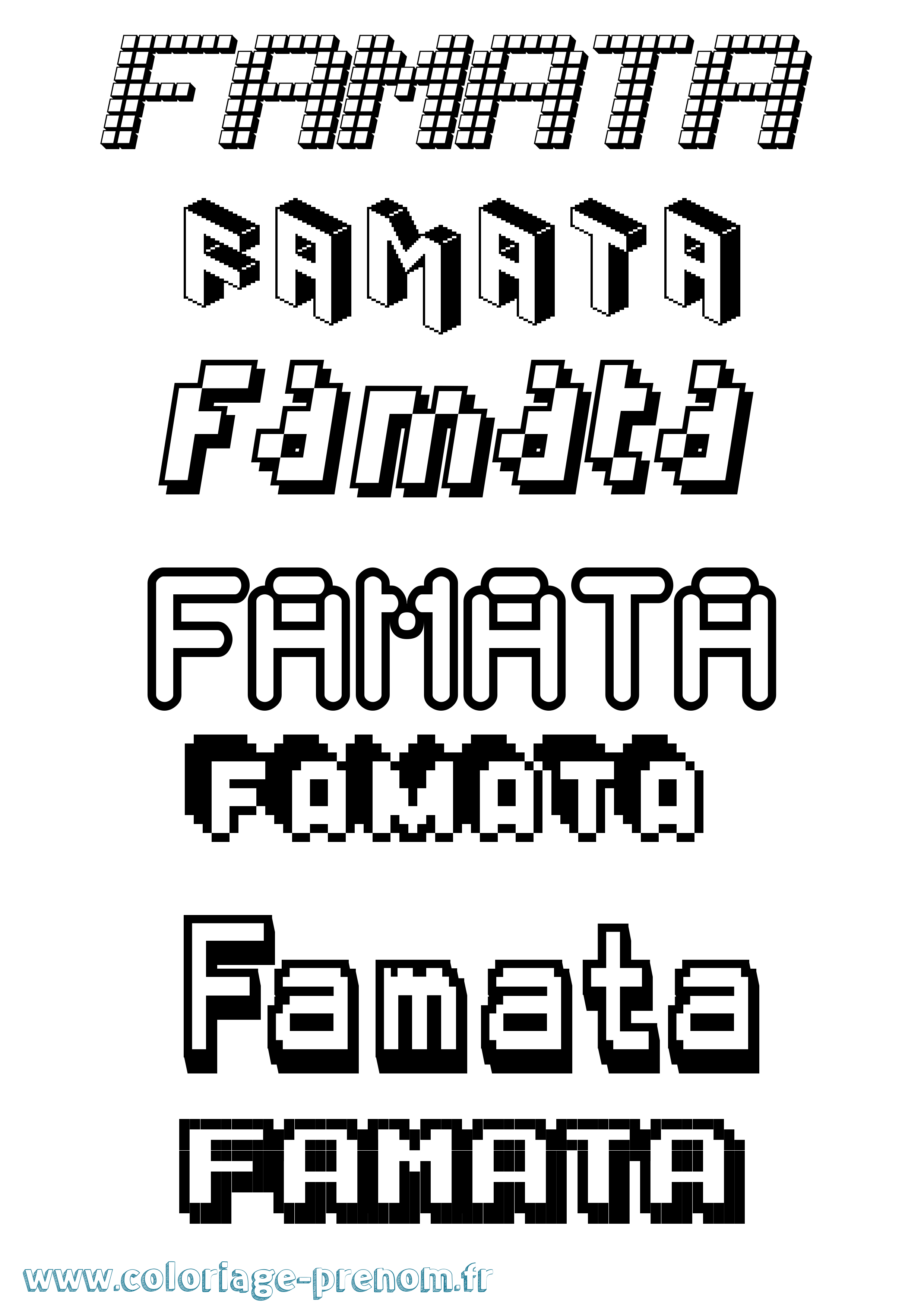 Coloriage Famata Pixel Coloriage prénom Famata Pixel