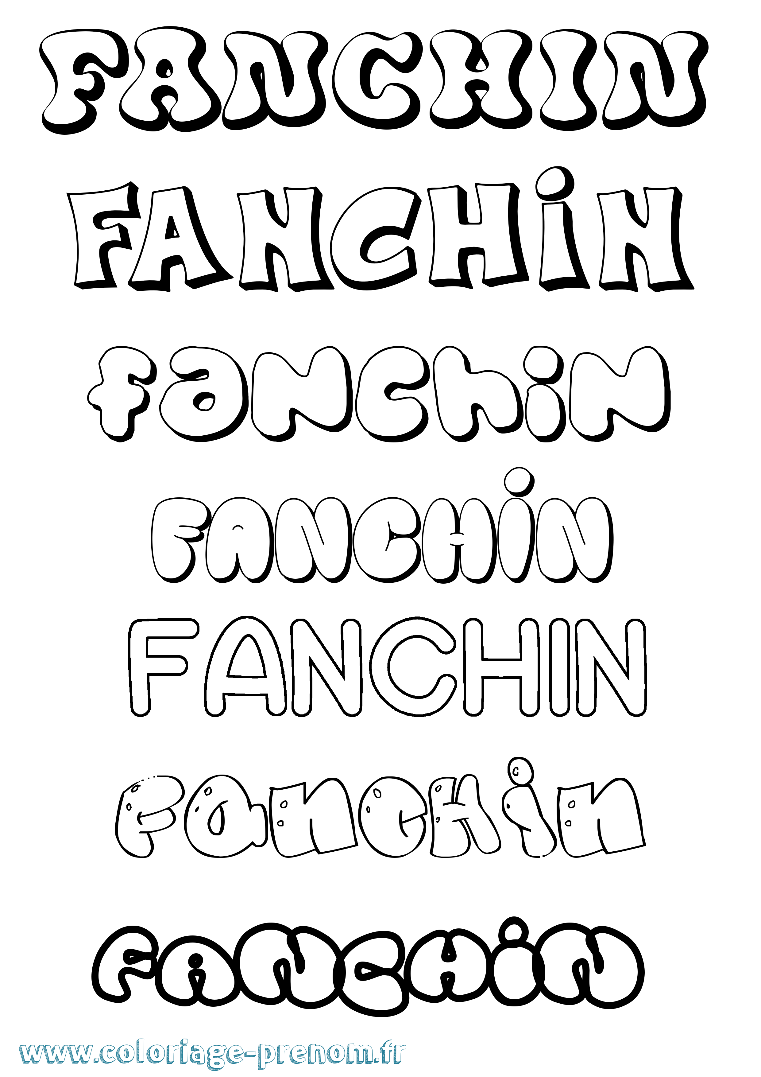 Coloriage prénom Fanchin Bubble