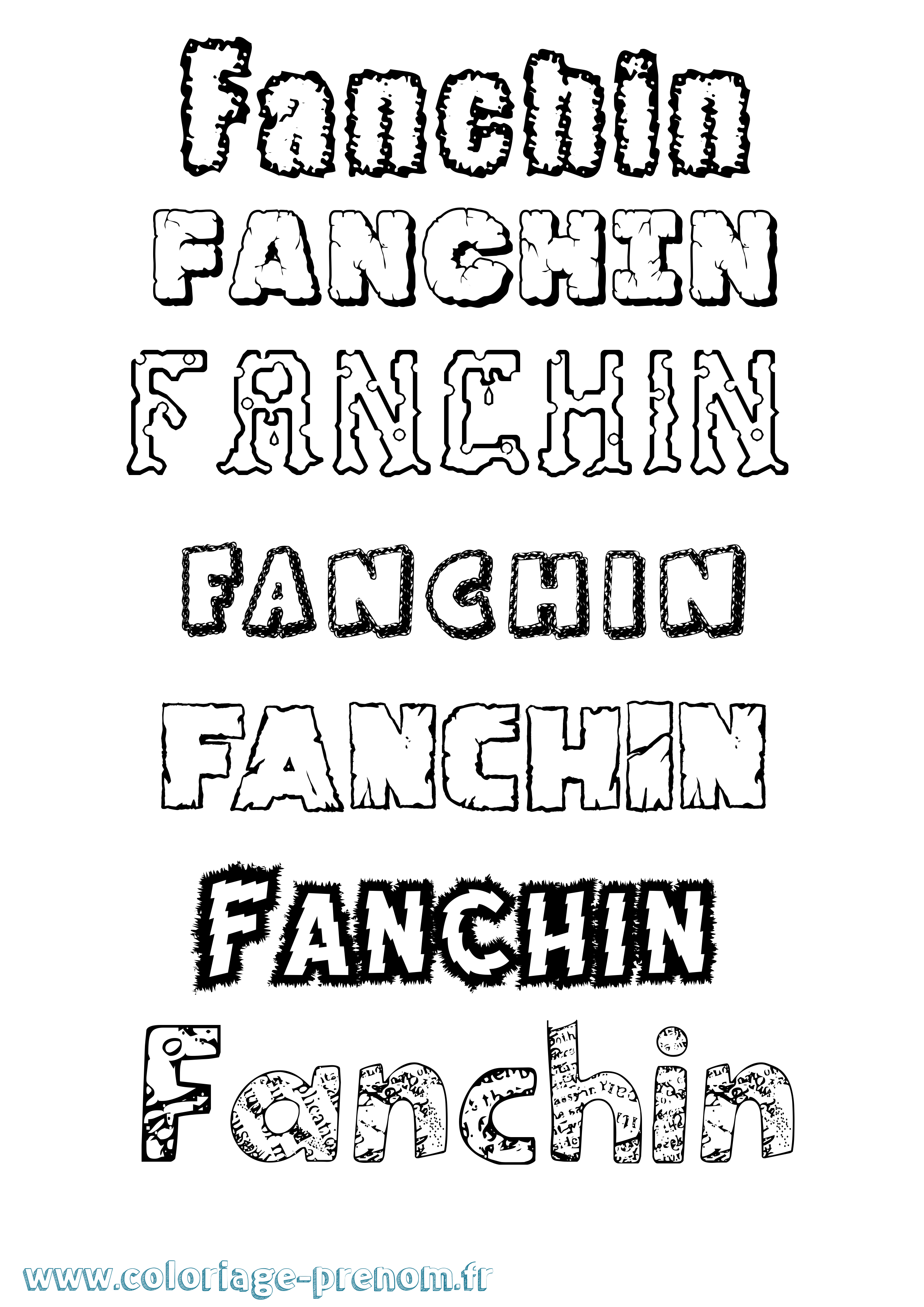 Coloriage prénom Fanchin Destructuré