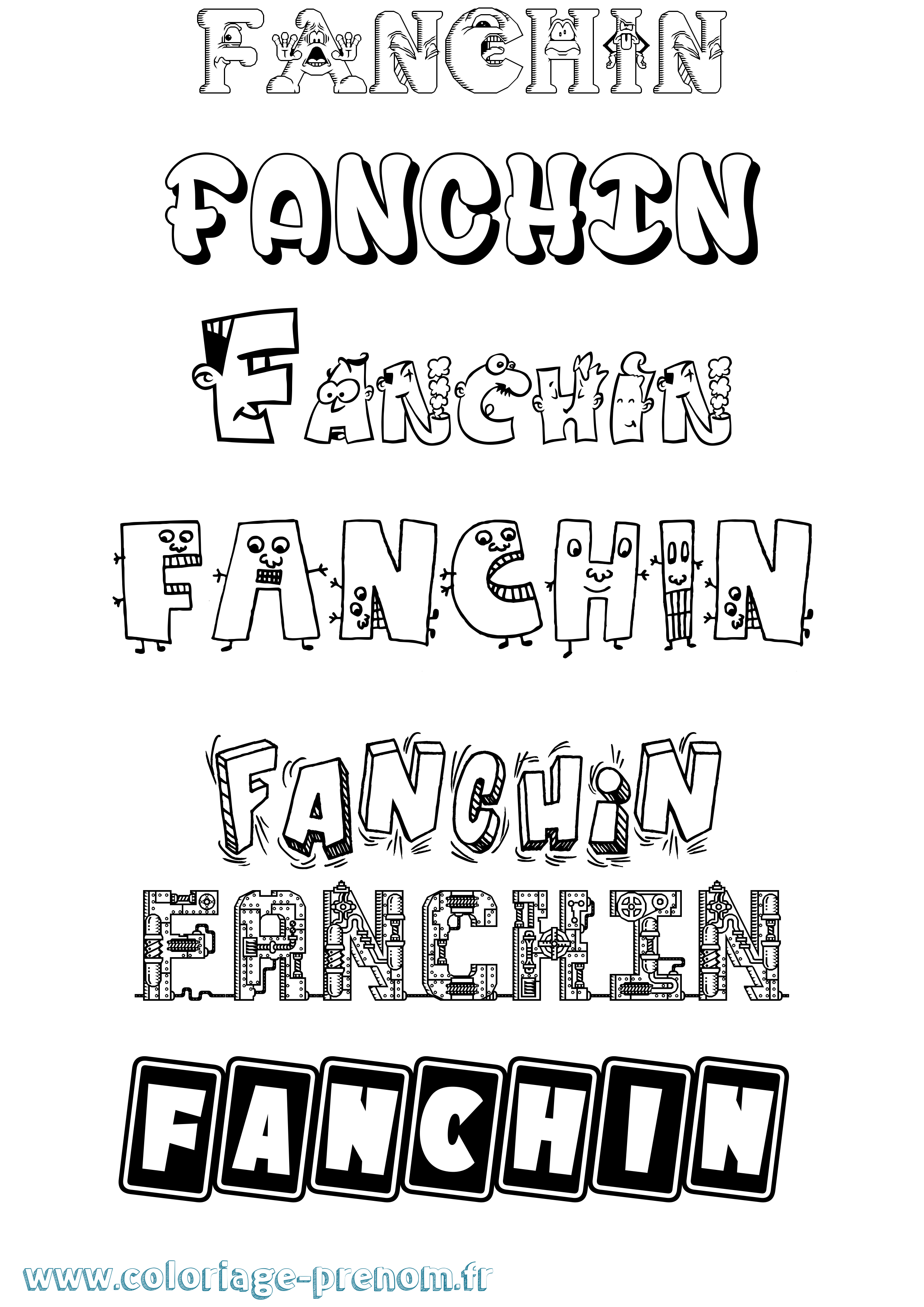 Coloriage prénom Fanchin Fun