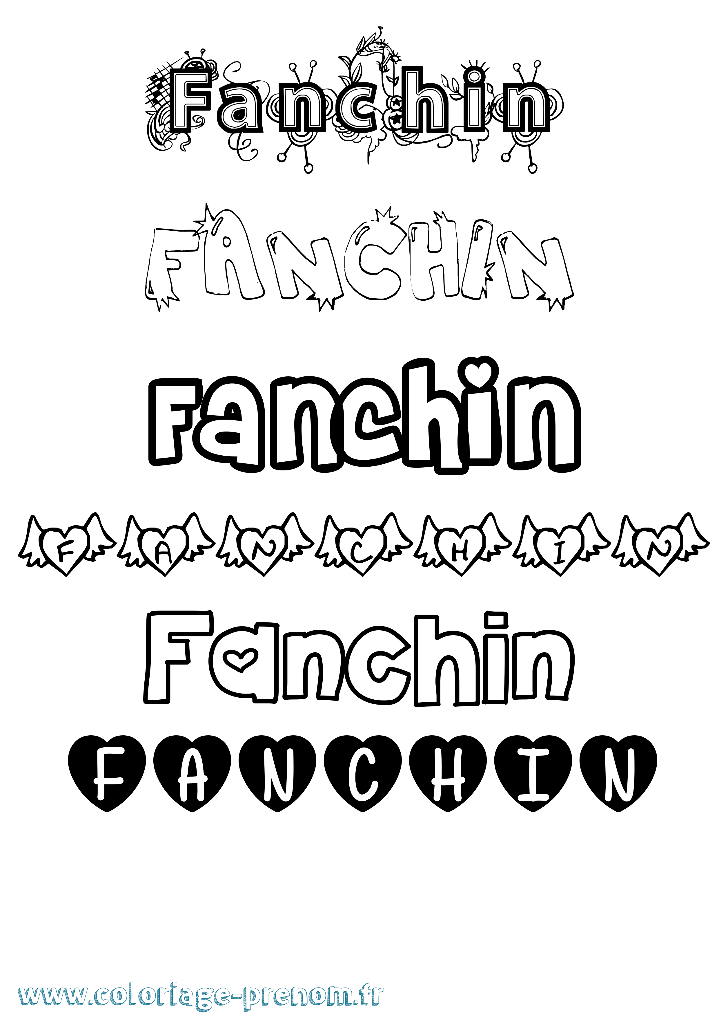 Coloriage prénom Fanchin Girly