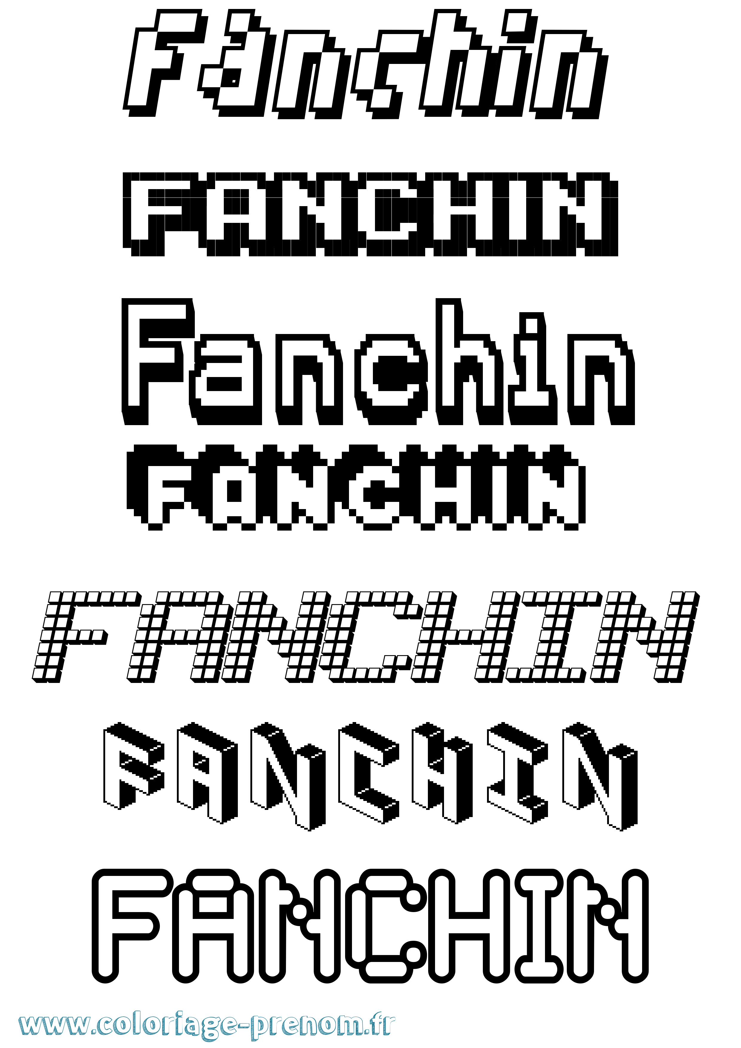 Coloriage prénom Fanchin Pixel