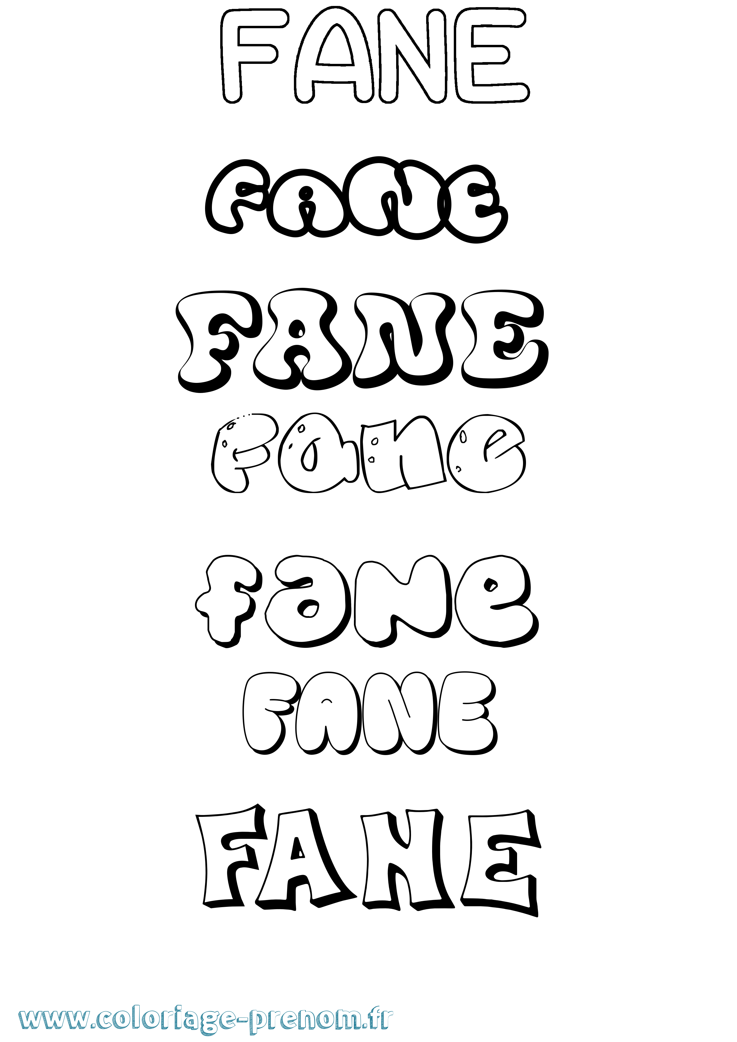 Coloriage Fane Bubble Coloriage prénom Fane Bubble