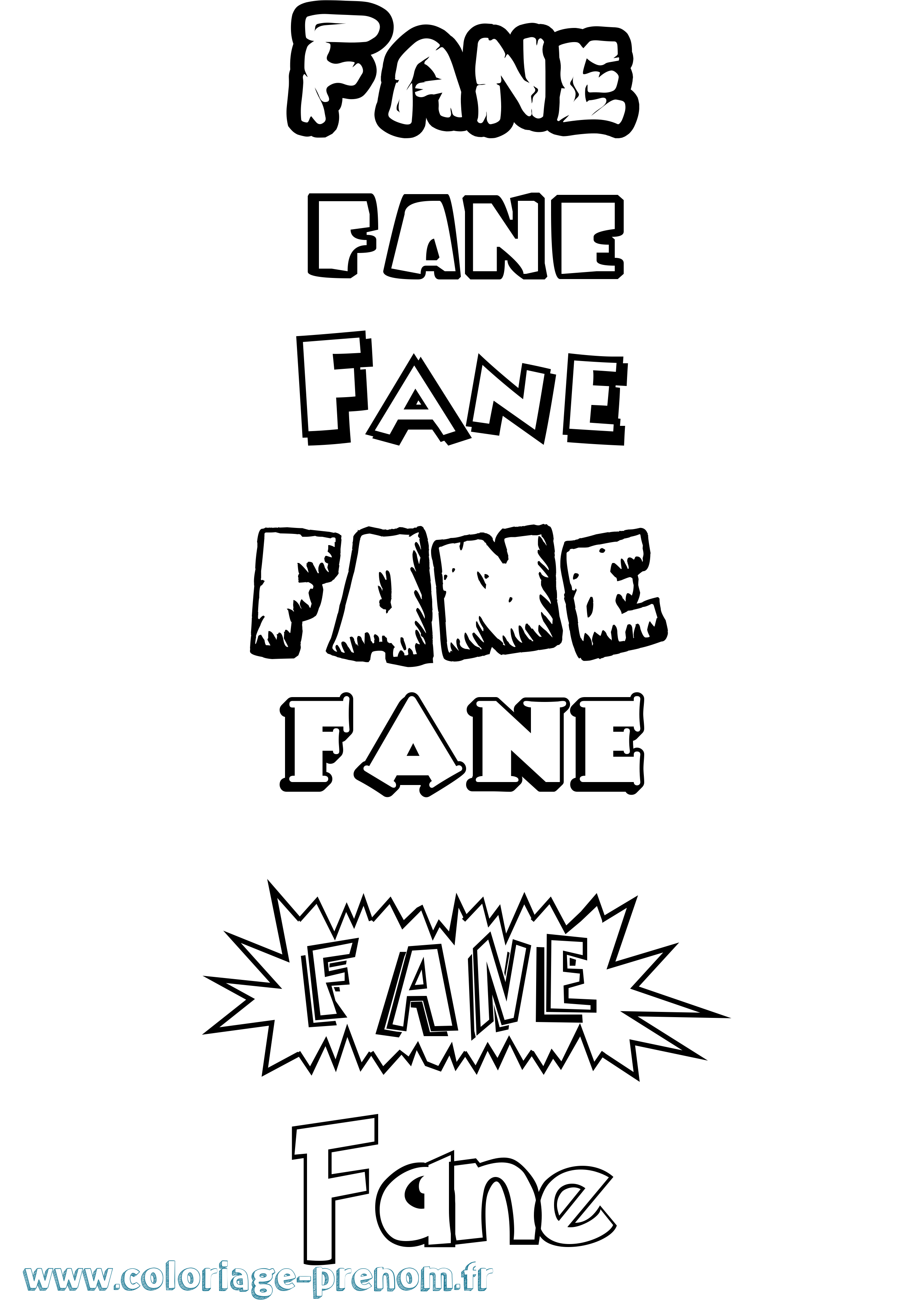 Coloriage Fane Dessin Animé Coloriage prénom Fane Dessin Animé