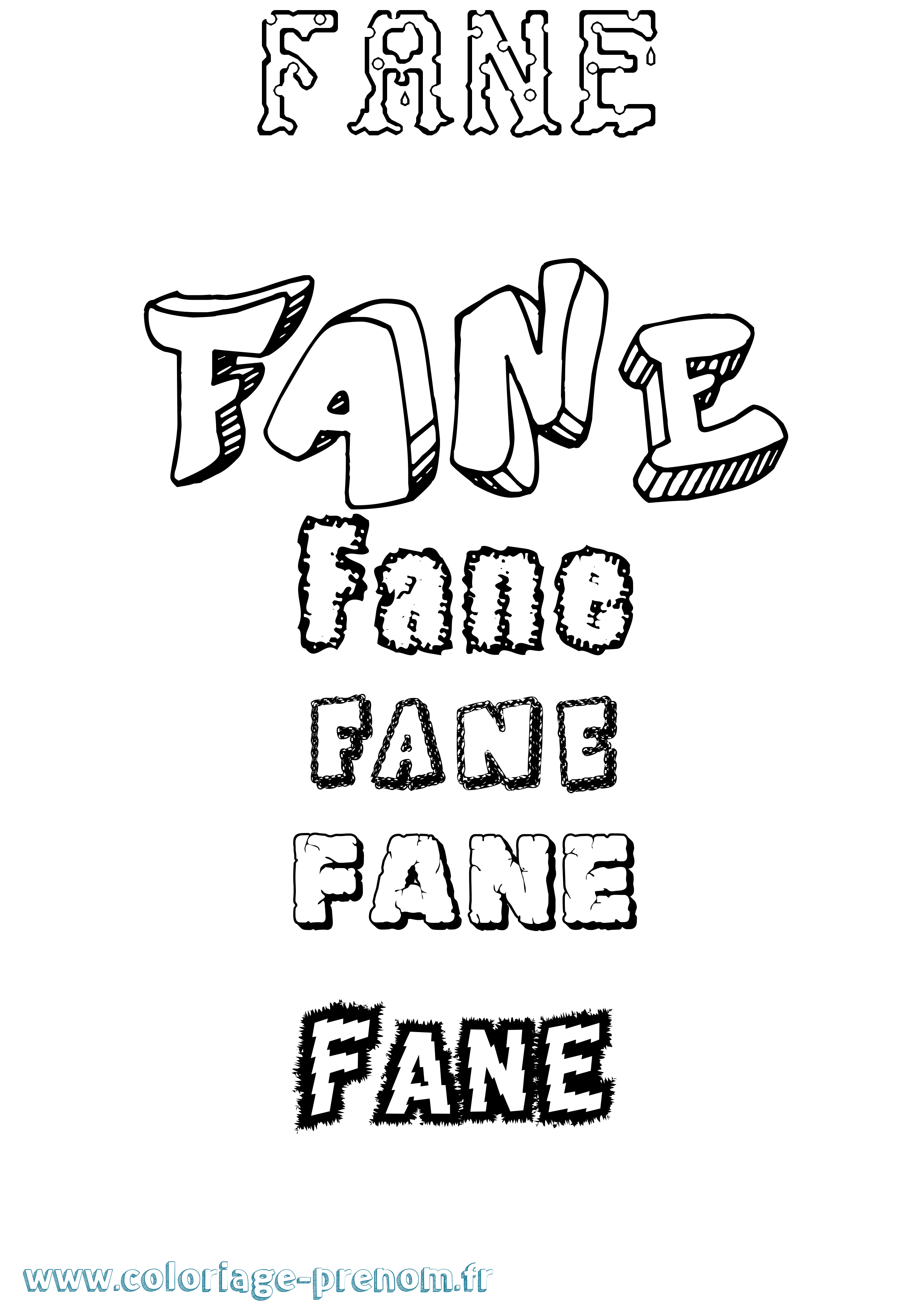 Coloriage Fane Destructuré Coloriage prénom Fane Destructuré