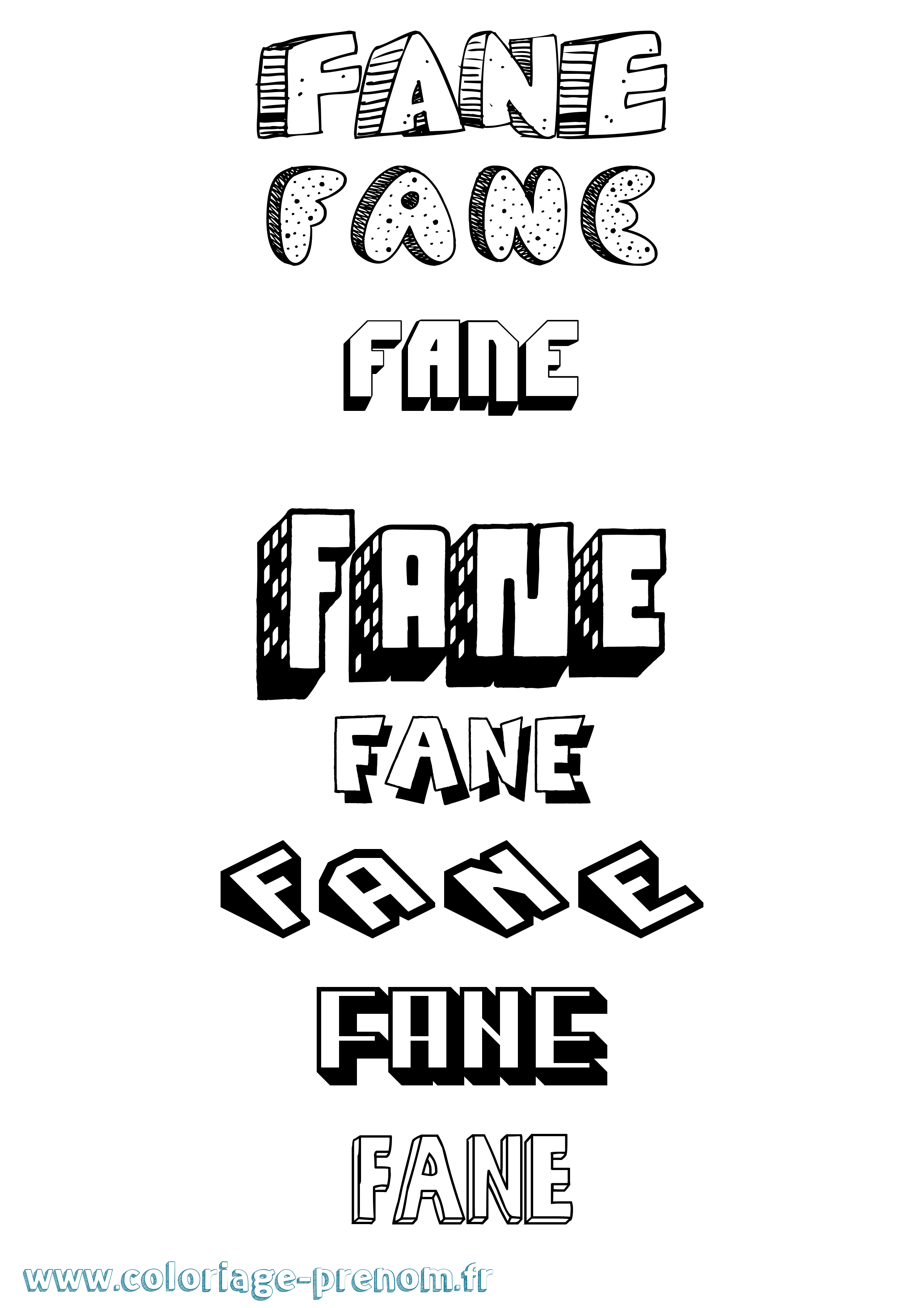 Coloriage Fane Effet 3D Coloriage prénom Fane Effet 3D