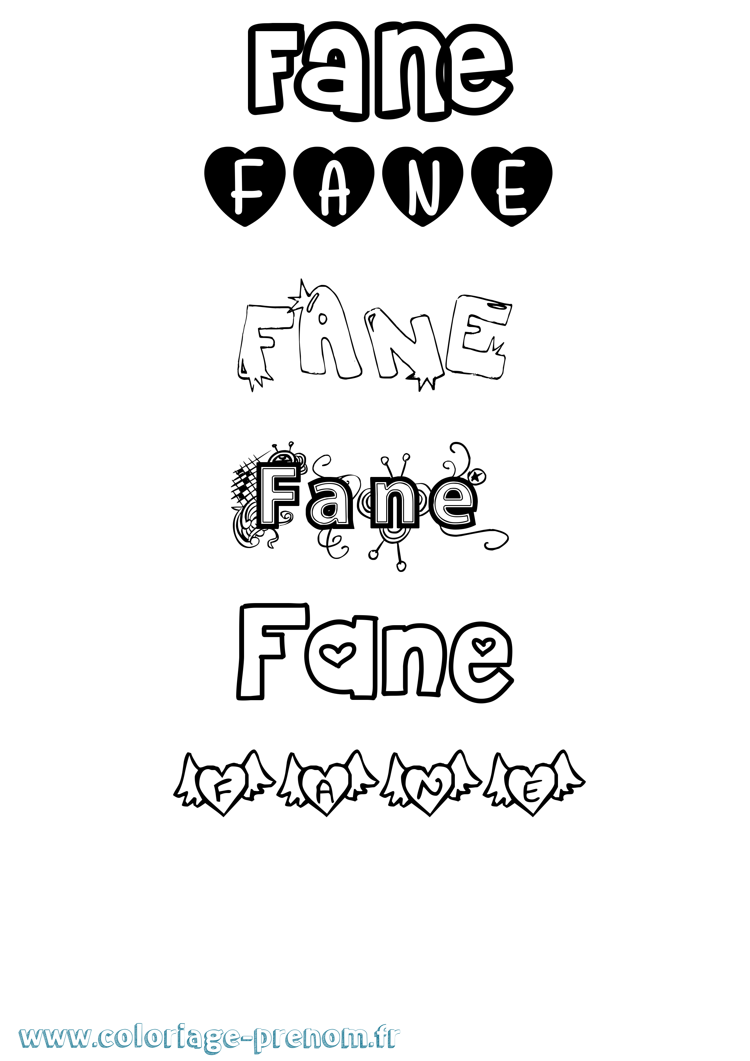 Coloriage Fane Girly Coloriage prénom Fane Girly