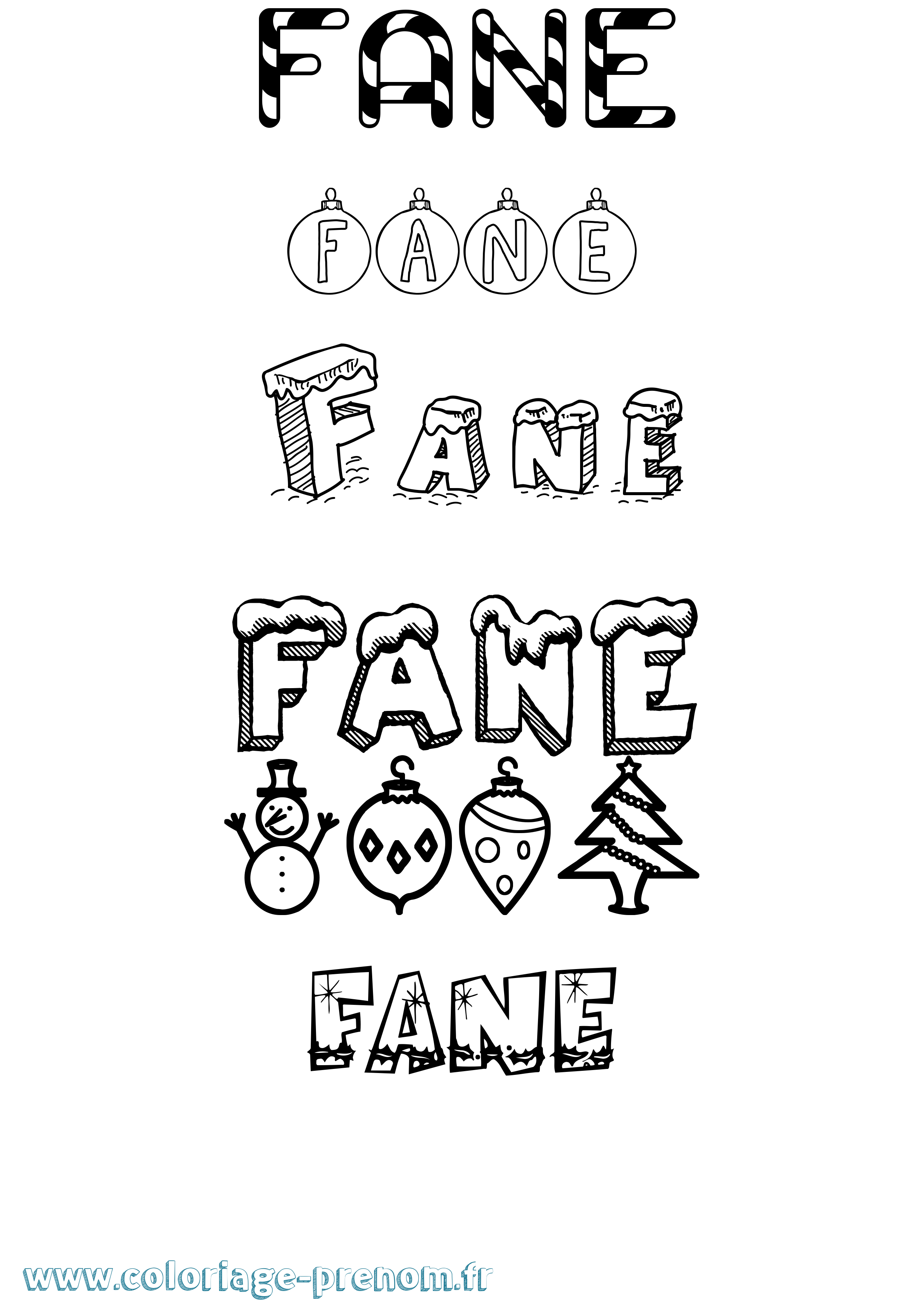 Coloriage Fane Noël Coloriage prénom Fane Noël