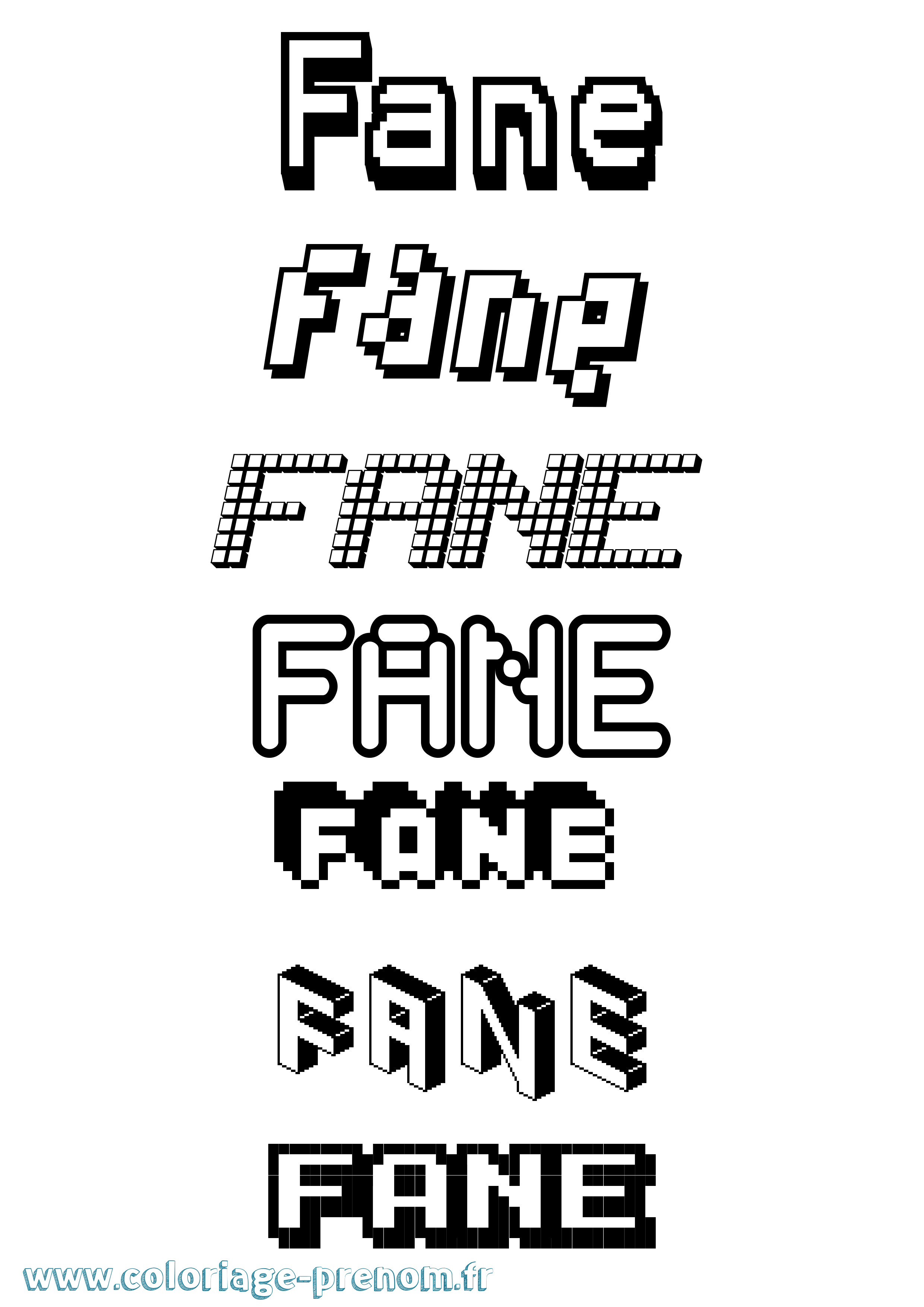 Coloriage Fane Pixel Coloriage prénom Fane Pixel