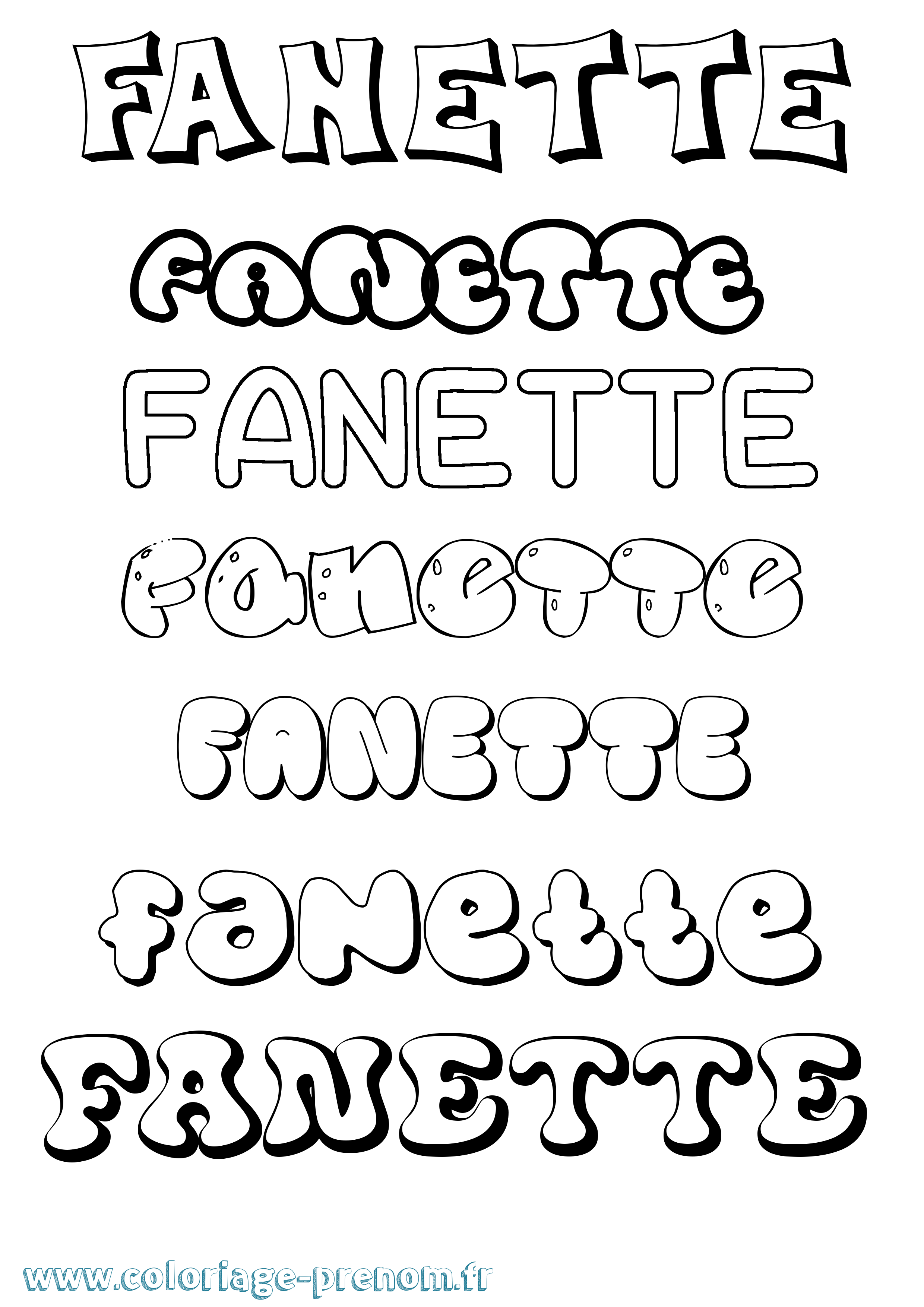 Coloriage Fanette Bubble Coloriage prénom Fanette Bubble