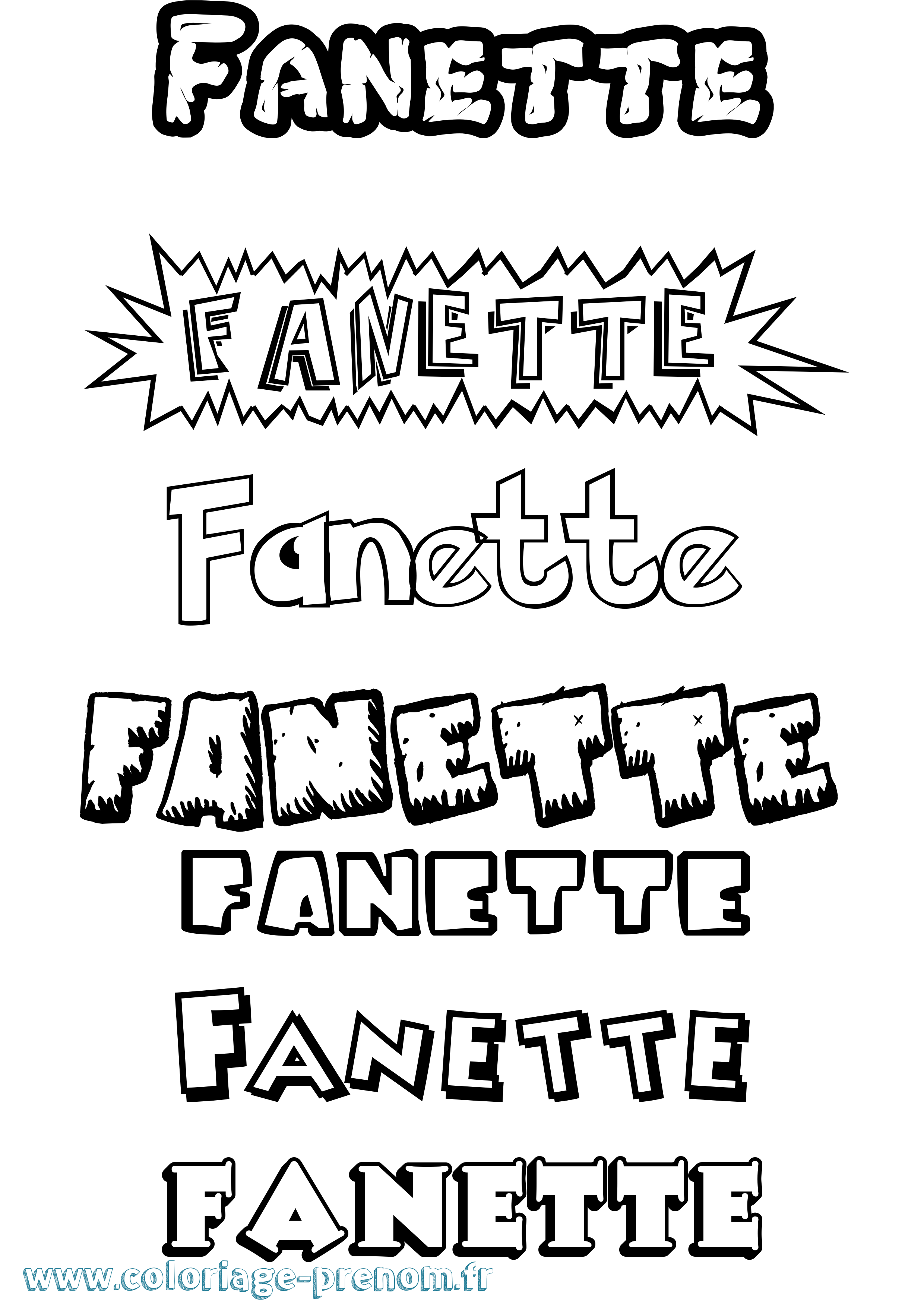 Coloriage Fanette Dessin Animé Coloriage prénom Fanette Dessin Animé