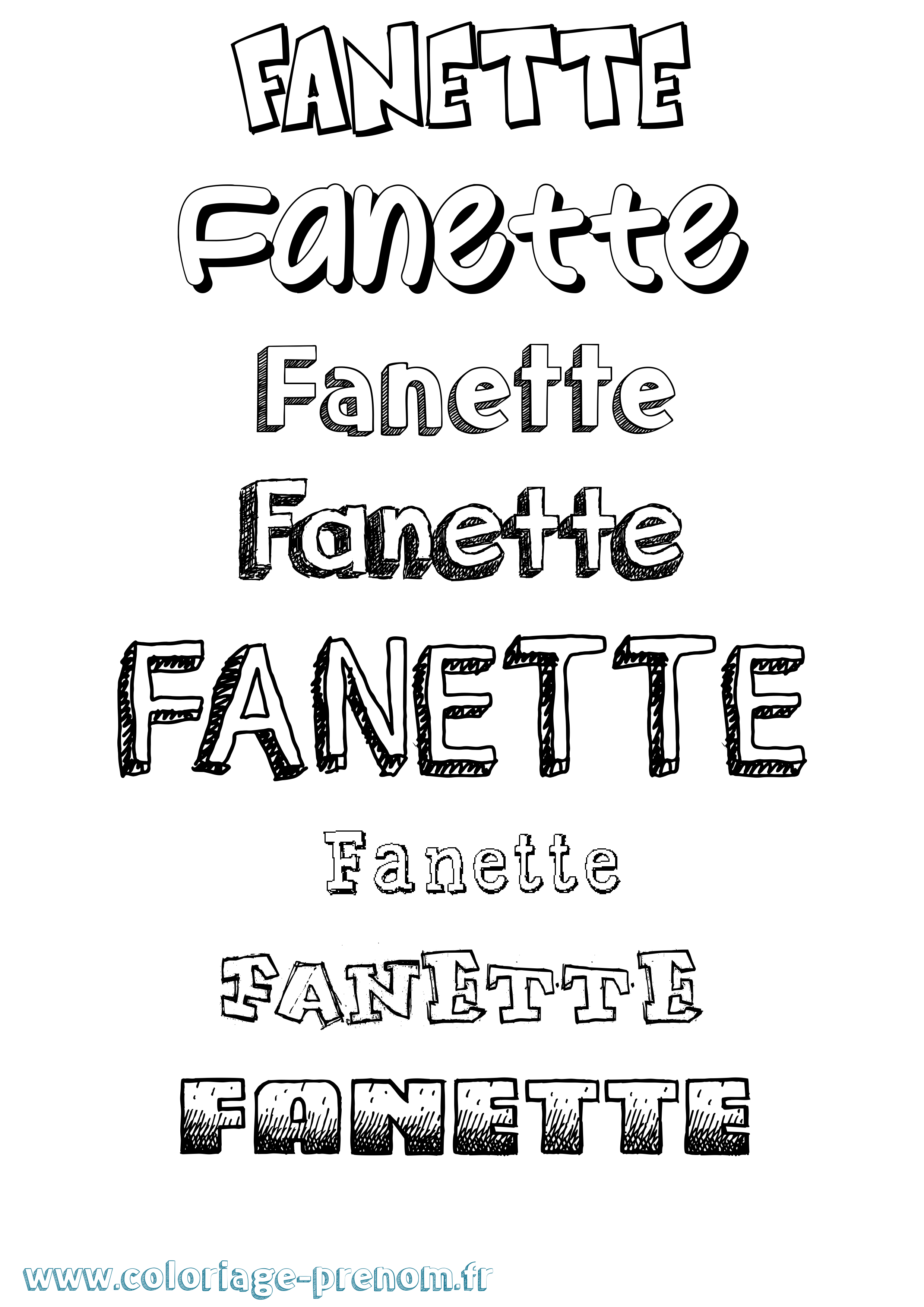 Coloriage Fanette Dessiné Coloriage prénom Fanette Dessiné